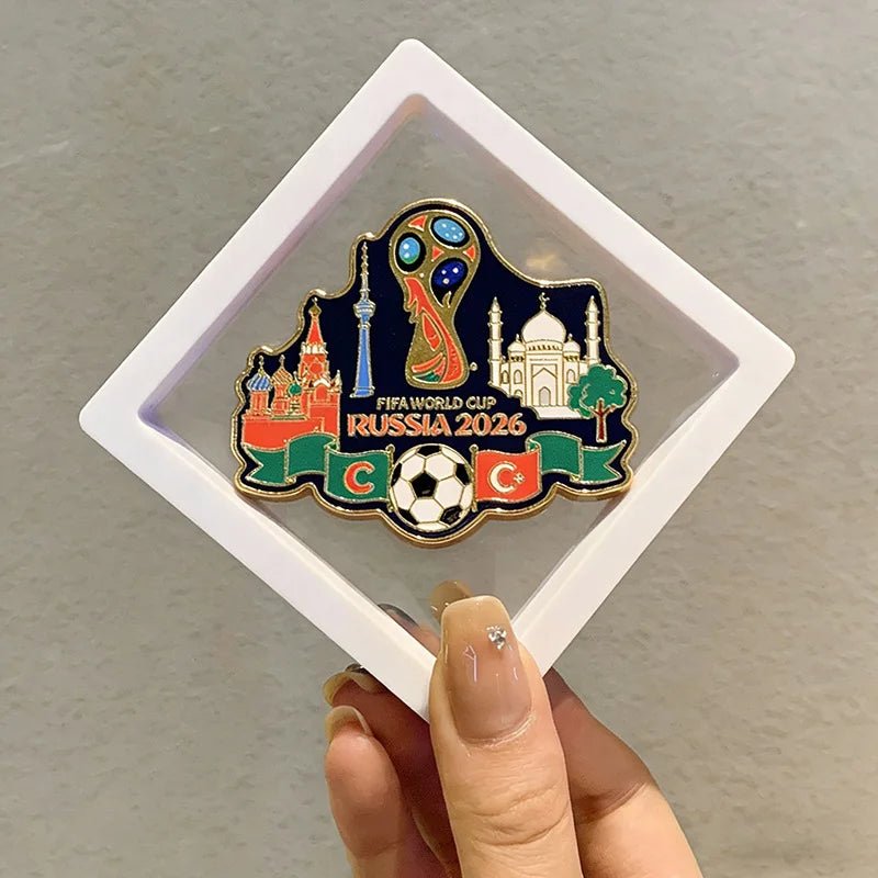 Set of 2 Russia 2026 World Cup Themed Metal Enamel Soccer Pins, Sports Fan Collectible Brooches for Backpacks & Jacket
