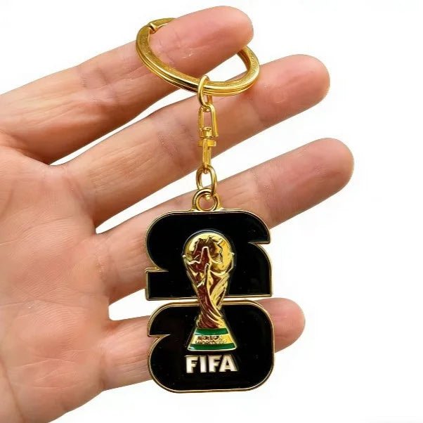 Black 2026 FIFA World Cup Metal Enamel Keychain, Gold Plated Soccer Trophy Collectible Key Ring