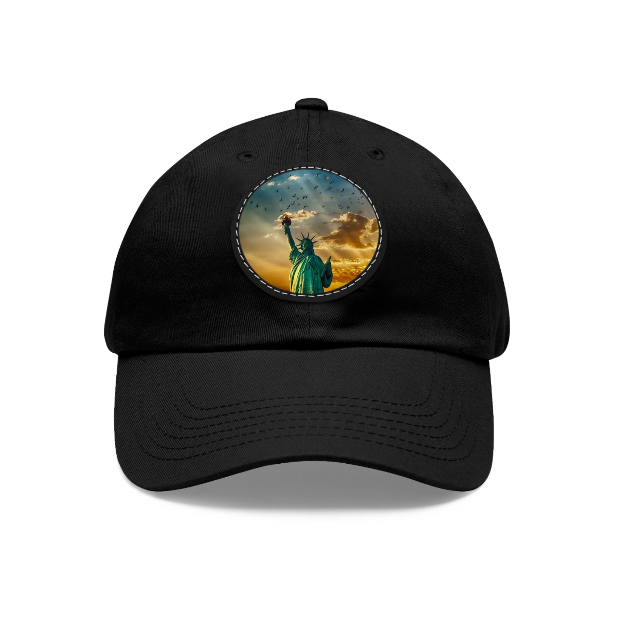 Custom Hat Dad with Leather Patch (Round) Upload Image PrintToucan