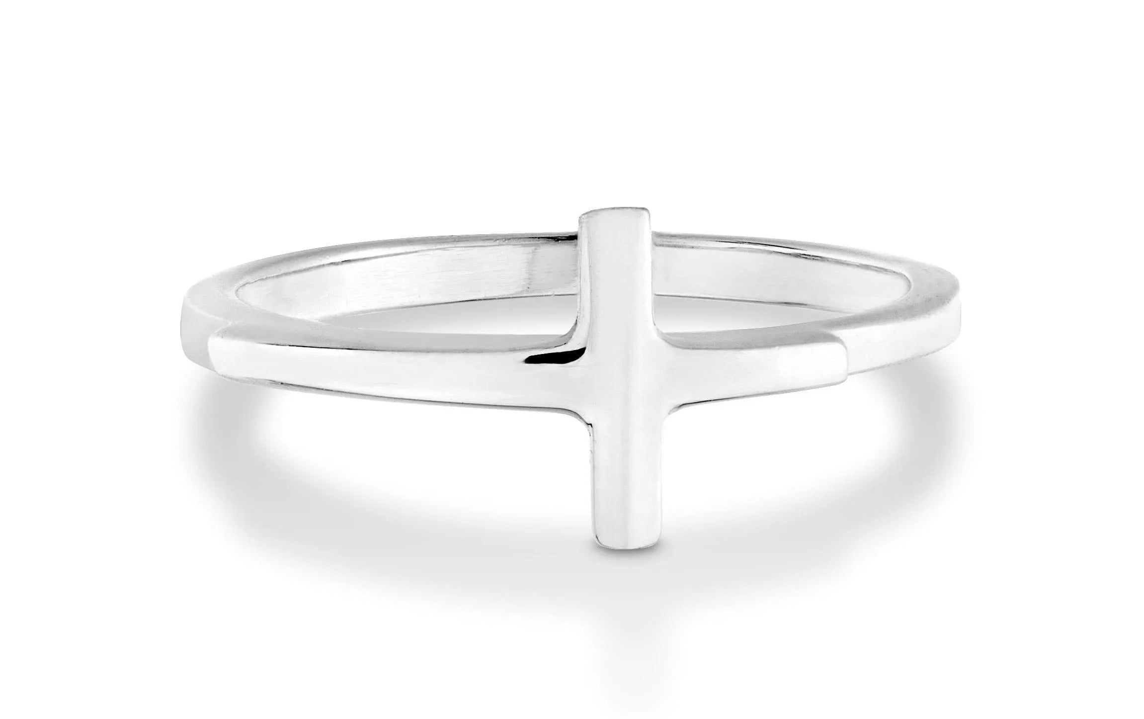 925 Sterling Silver Sideways Cross Open Adjustable Ring Christian Faith Jewelry For Women PrintToucan - PrintToucanRingsRING-CROSS-925-SLV