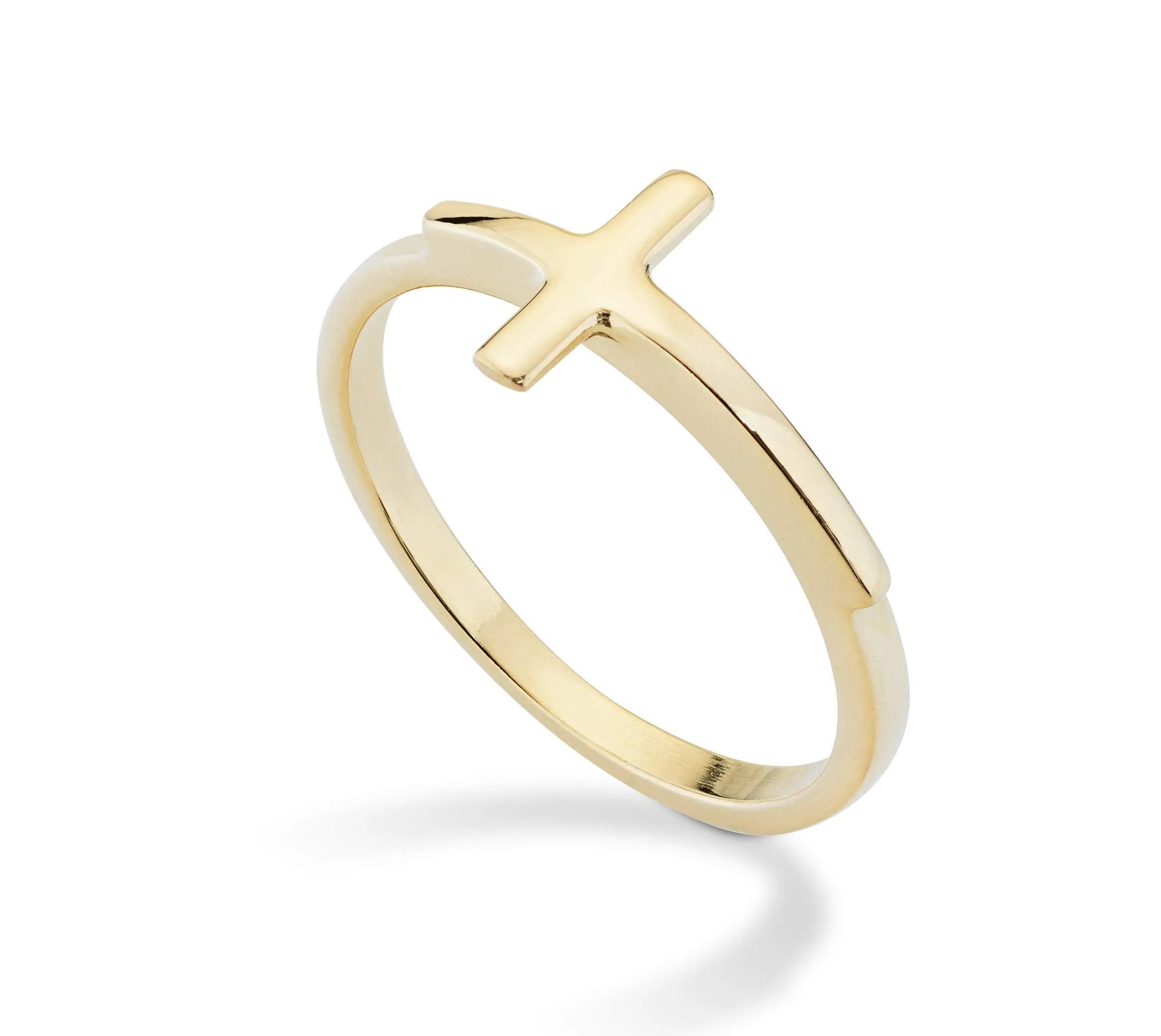 925 Sterling Silver Sideways Cross Open Adjustable Ring Christian Faith Jewelry For Women PrintToucan - PrintToucanRingsRING-CROSS-925-SLV