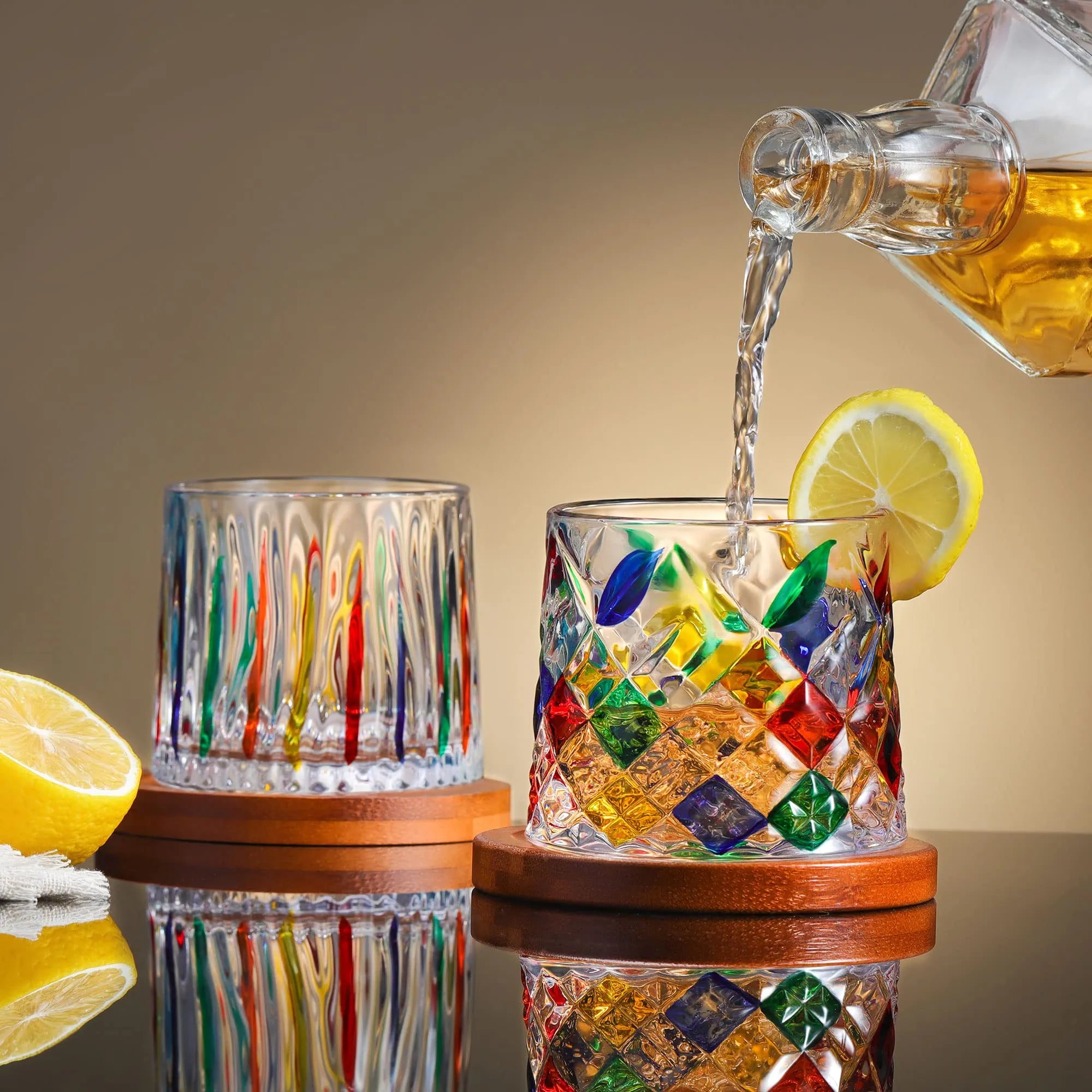 Colored Glass 270ml Glass Valentine Rotating Color Contrast Whiskey Cup USA Made PrintToucan