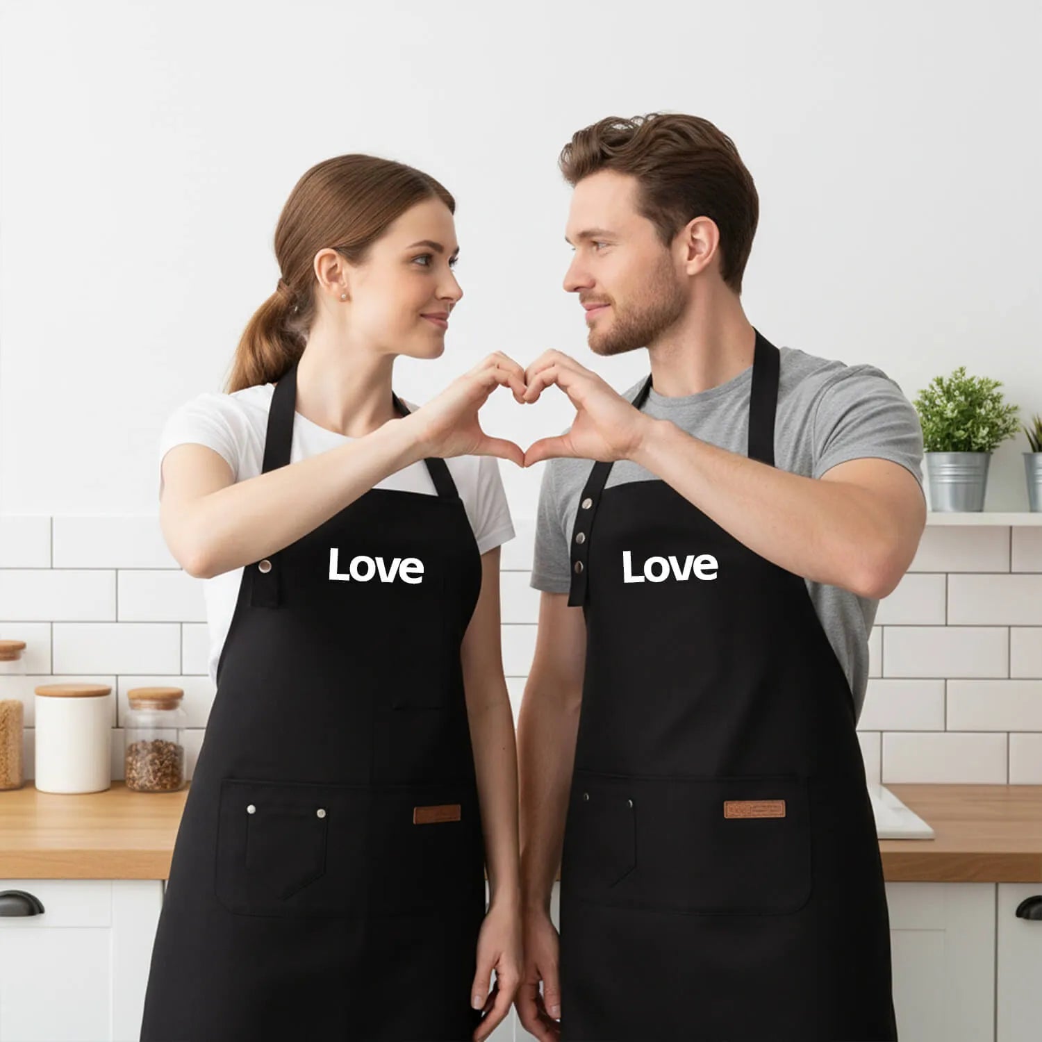 Custom Apron Valentine’s Day Polyester Fabric Personalized Photo Text Kitchen Work Apron PrintToucan