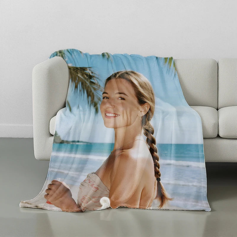 Custom Blankets Flannel with Photo Upload for Travel PrintToucan