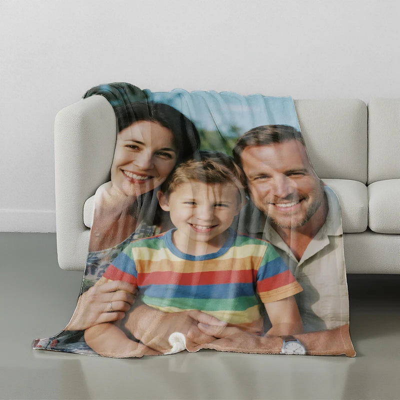 Custom Blankets Flannel with Your Photo for Family Moments PrintToucan