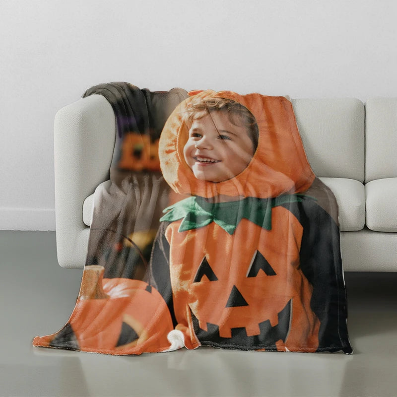 Custom Blankets Flanne with Photo Upload for Halloween PrintToucan
