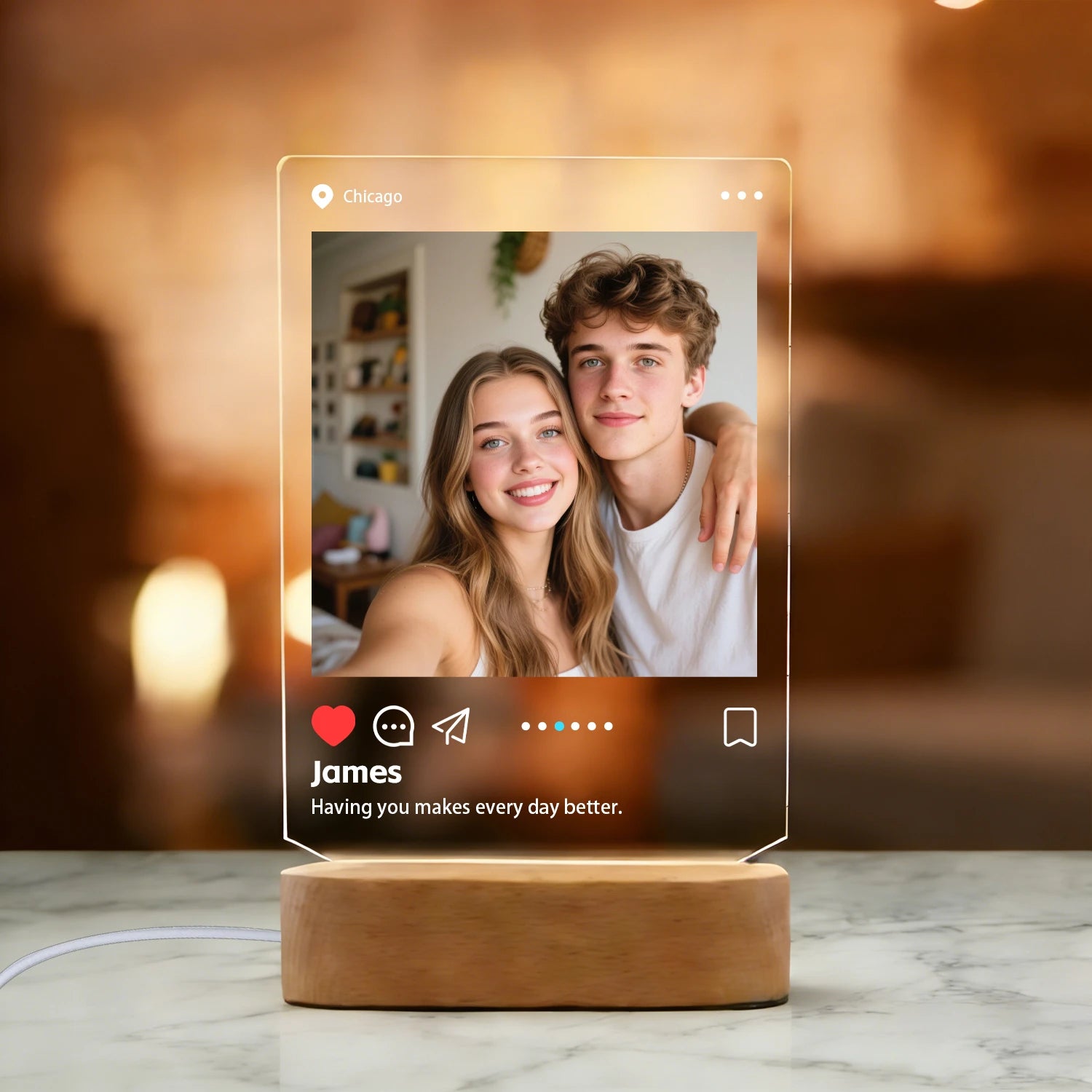 Custom Instagram Post-Style Night Light Valentine’s Day Acrylic Photo Text Personalized PrintToucan