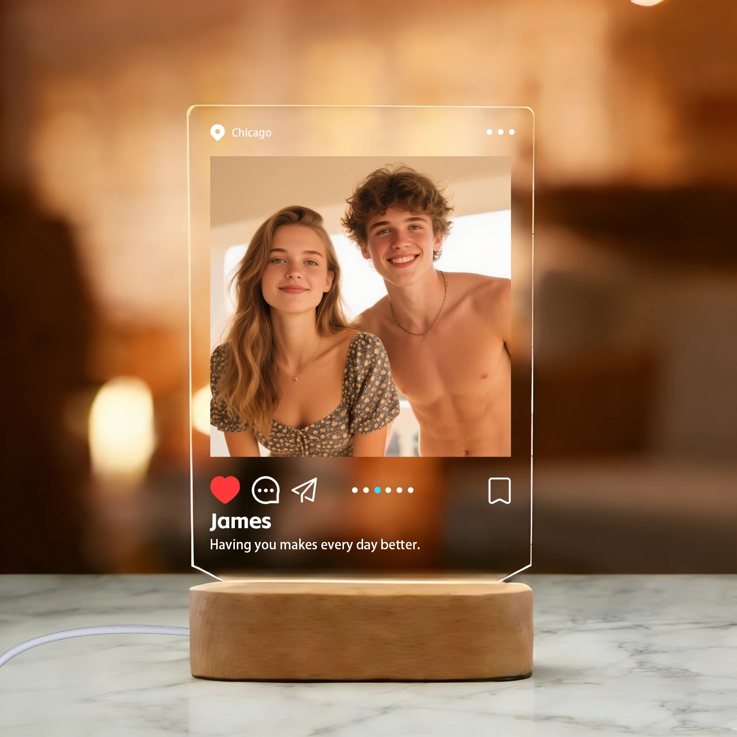 Custom Instagram Post-Style Night Light Valentine’s Day Acrylic Photo Text Personalized PrintToucan