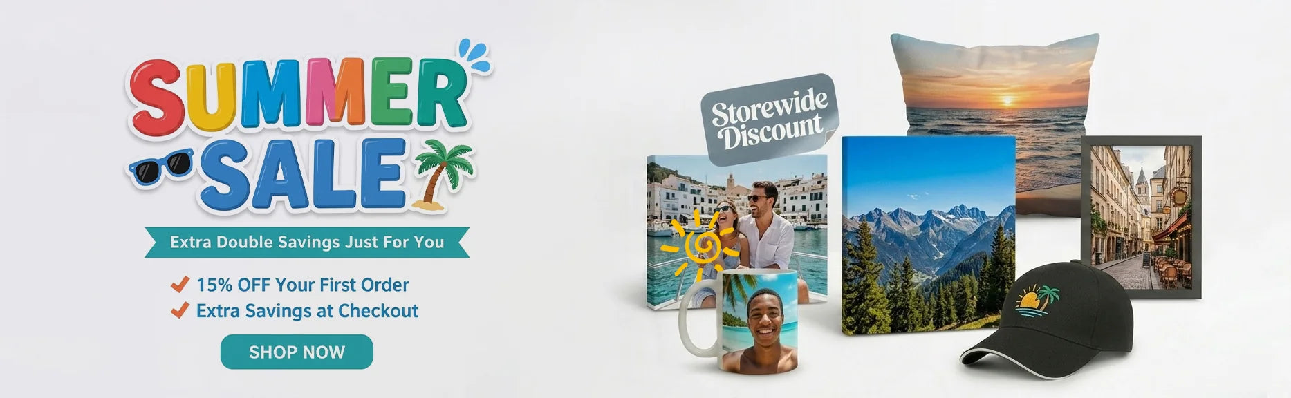 summer sale, custom photo gifts, personalized canvas wall art, custom mug, personalized home decor, storewide discount