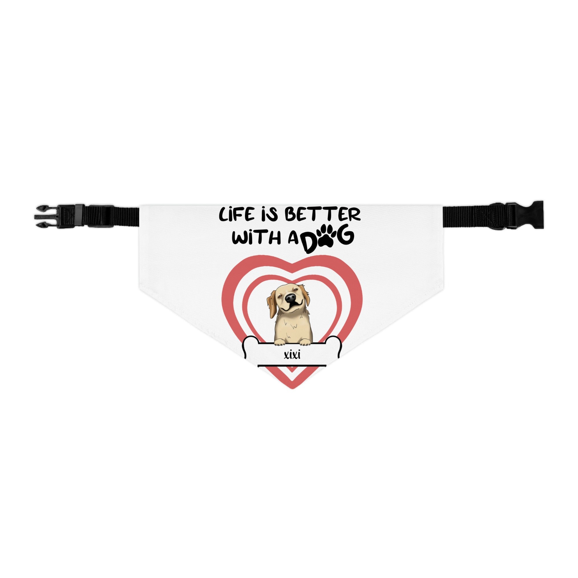 Custom Pet Bandana Collar โ Life is Better with Dogs | Personalized Dog Accessories