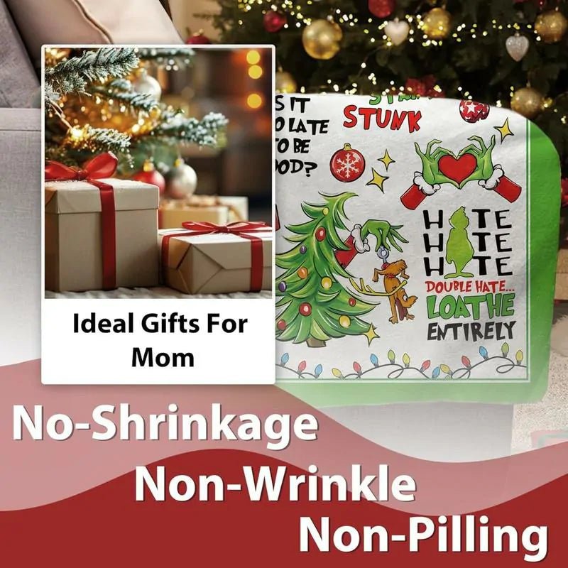 Blanket 350g Flannel Funny Christmas Tree Green Theme Sofa Bedding Winter Thick American Made PrintToucan - PrintToucanBlankets150cm x 200cm/60"x80"