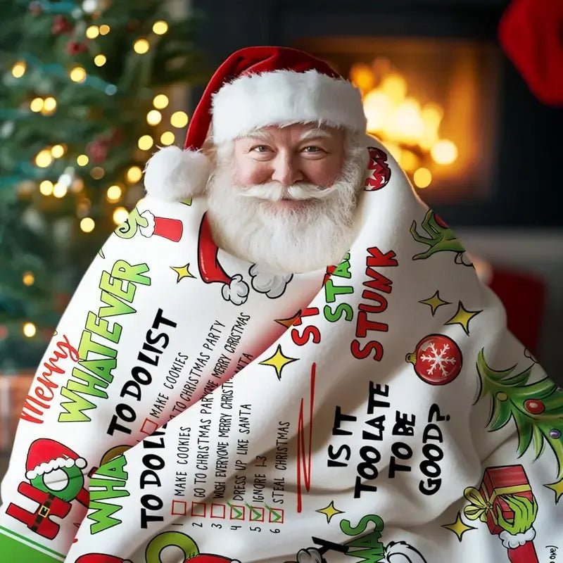 Blanket 350g Flannel Funny Christmas Tree Green Theme Sofa Bedding Winter Thick American Made PrintToucan - PrintToucanBlankets150cm x 200cm/60"x80"