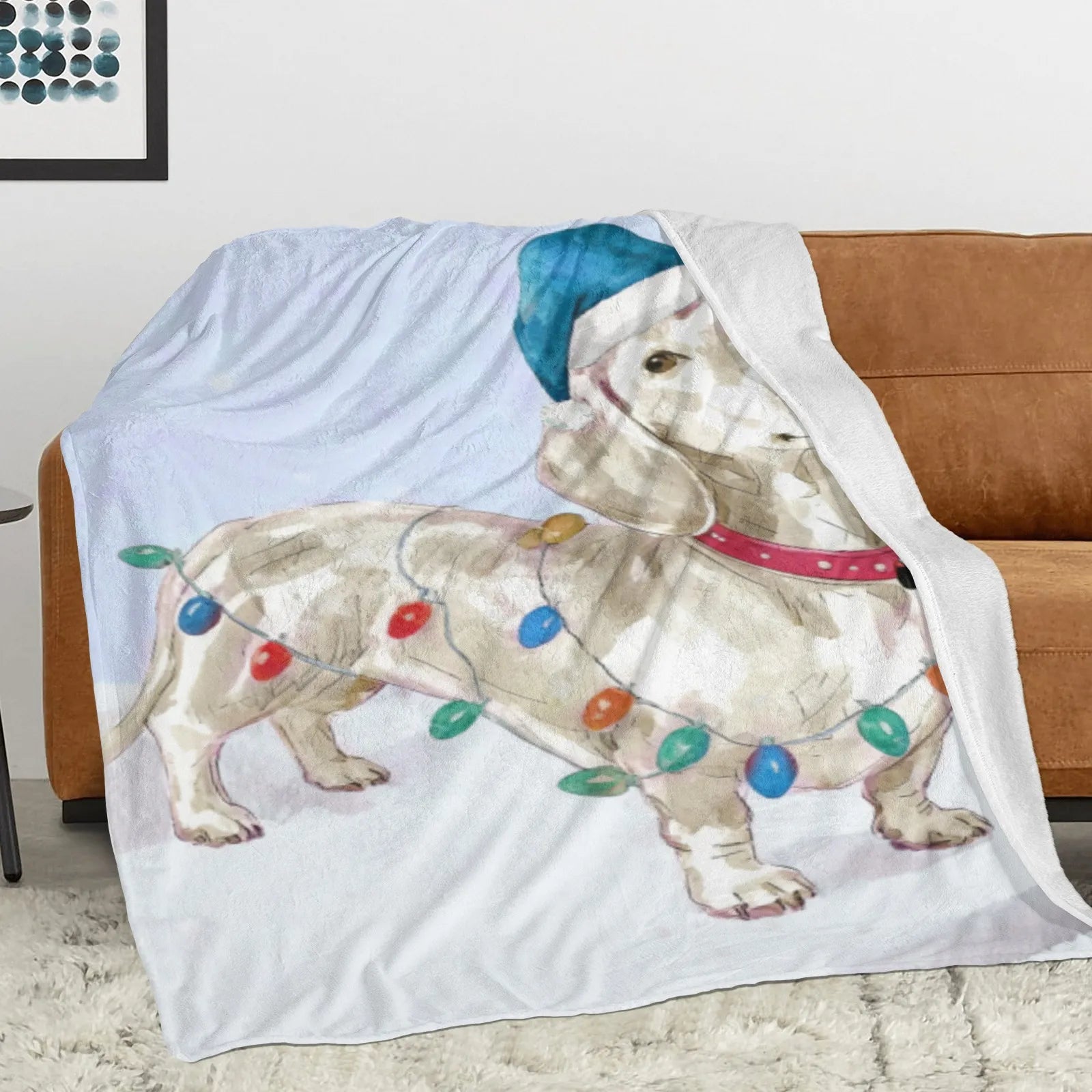 Blankets 1150g Flannel Christmas Dachshund Snow Scene Holiday Decor Weighted Blanket Baby Blanket PrintToucan - PrintToucanChrismas Gift150cm x 200cm/60"x80"