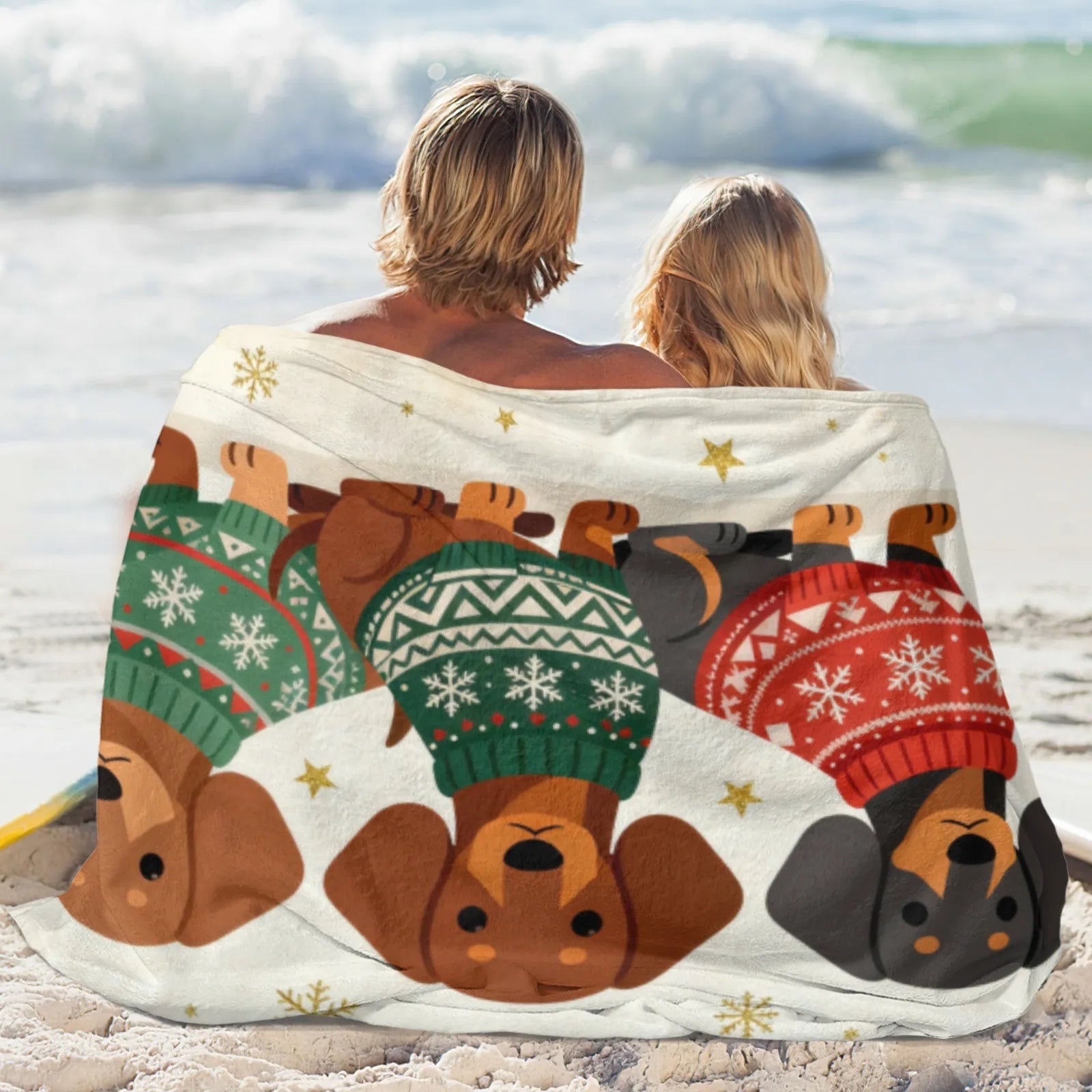 Blankets 1150g Flannel Christmas Dachshund Sweater Design for Holiday Home Décor Weighted Blanket Baby Blanket | PrintToucan - PrintToucanChrismas Gift150cm x 200cm/60"x80"
