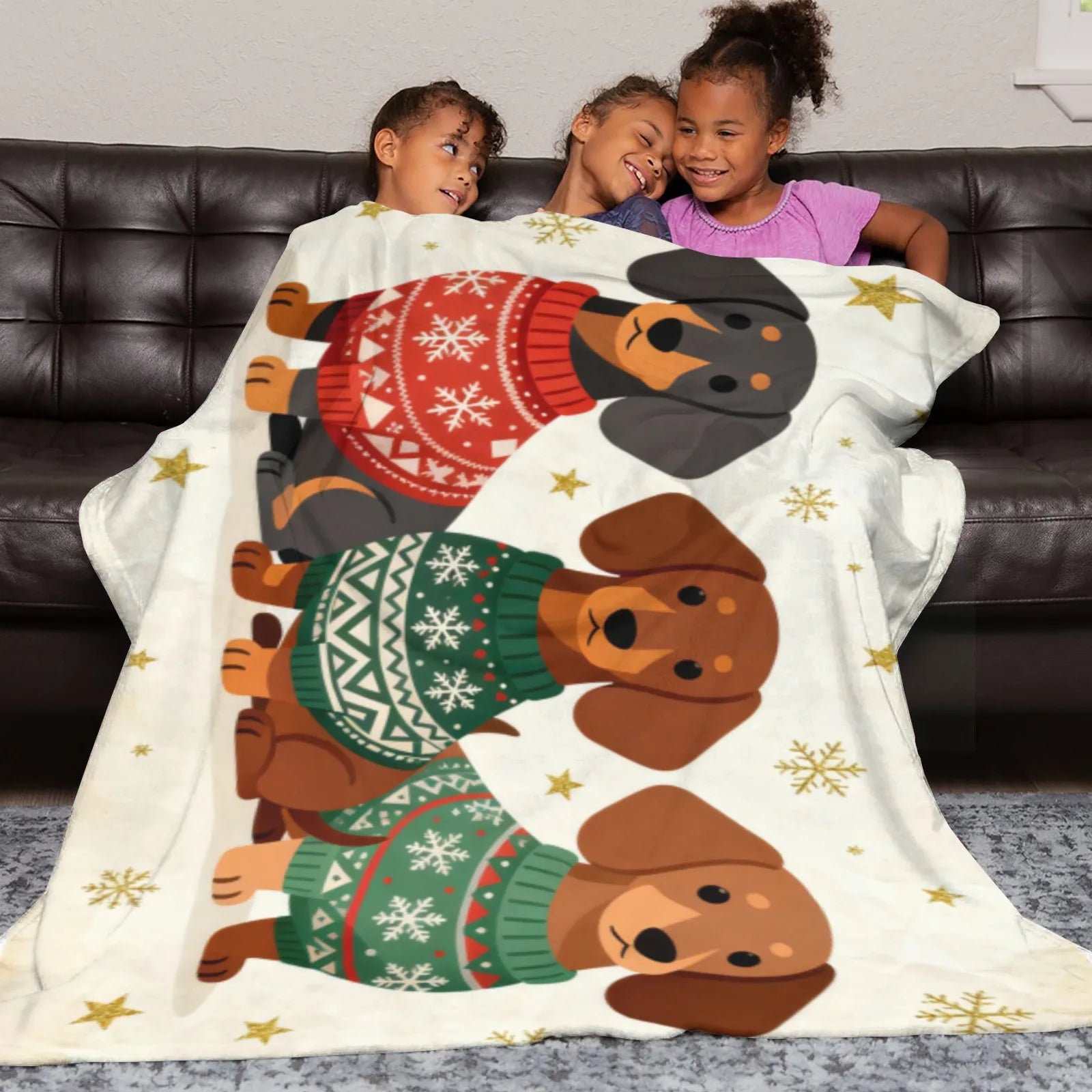 Blankets 1150g Flannel Christmas Dachshund Sweater Design for Holiday Home Décor Weighted Blanket Baby Blanket | PrintToucan - PrintToucanChrismas Gift150cm x 200cm/60"x80"