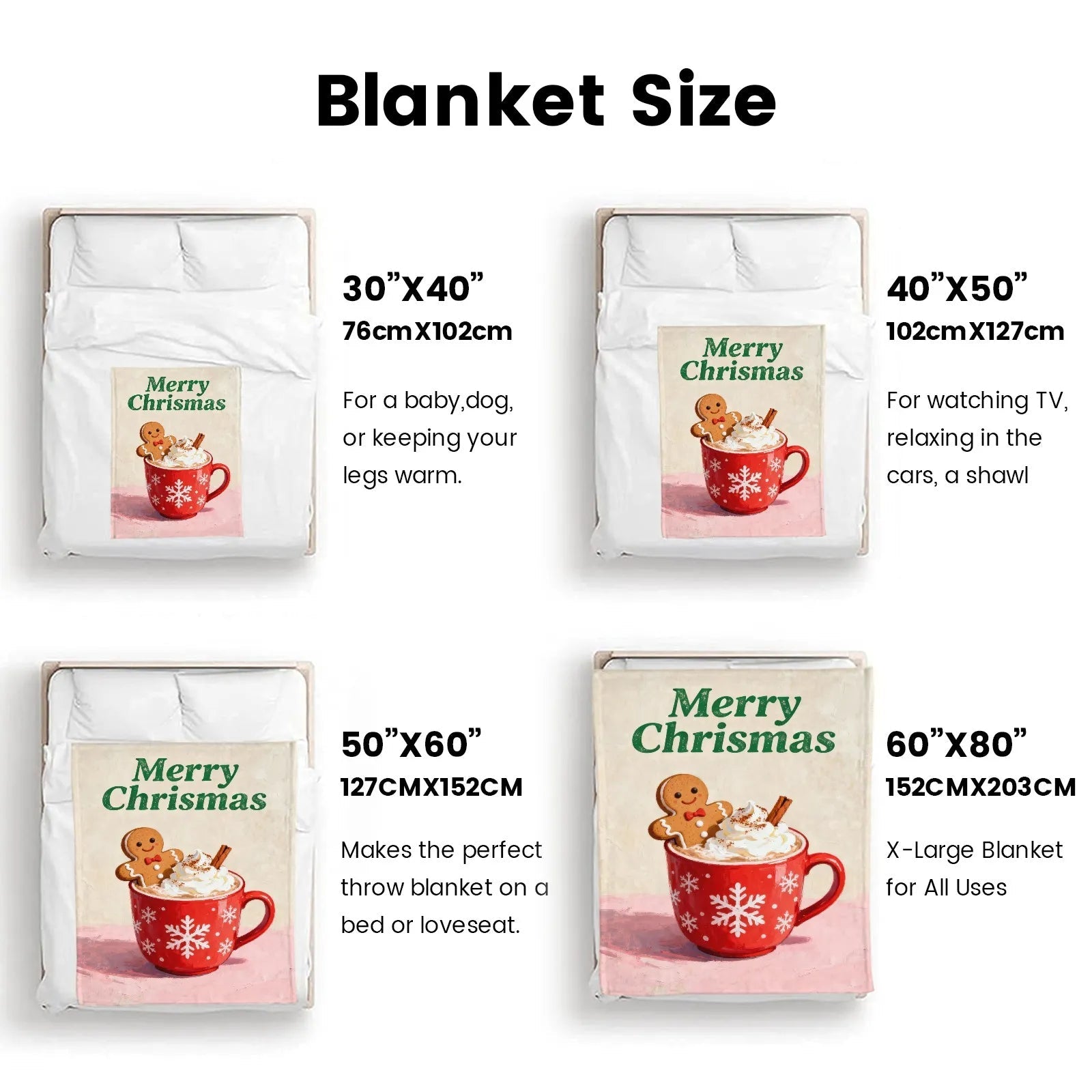 Blankets 1150g Flannel Christmas Holiday Cozy Home Decor Weighted Blanket Baby Blanket PrintToucan - PrintToucanChrismas Gift150cm x 200cm/60"x80"