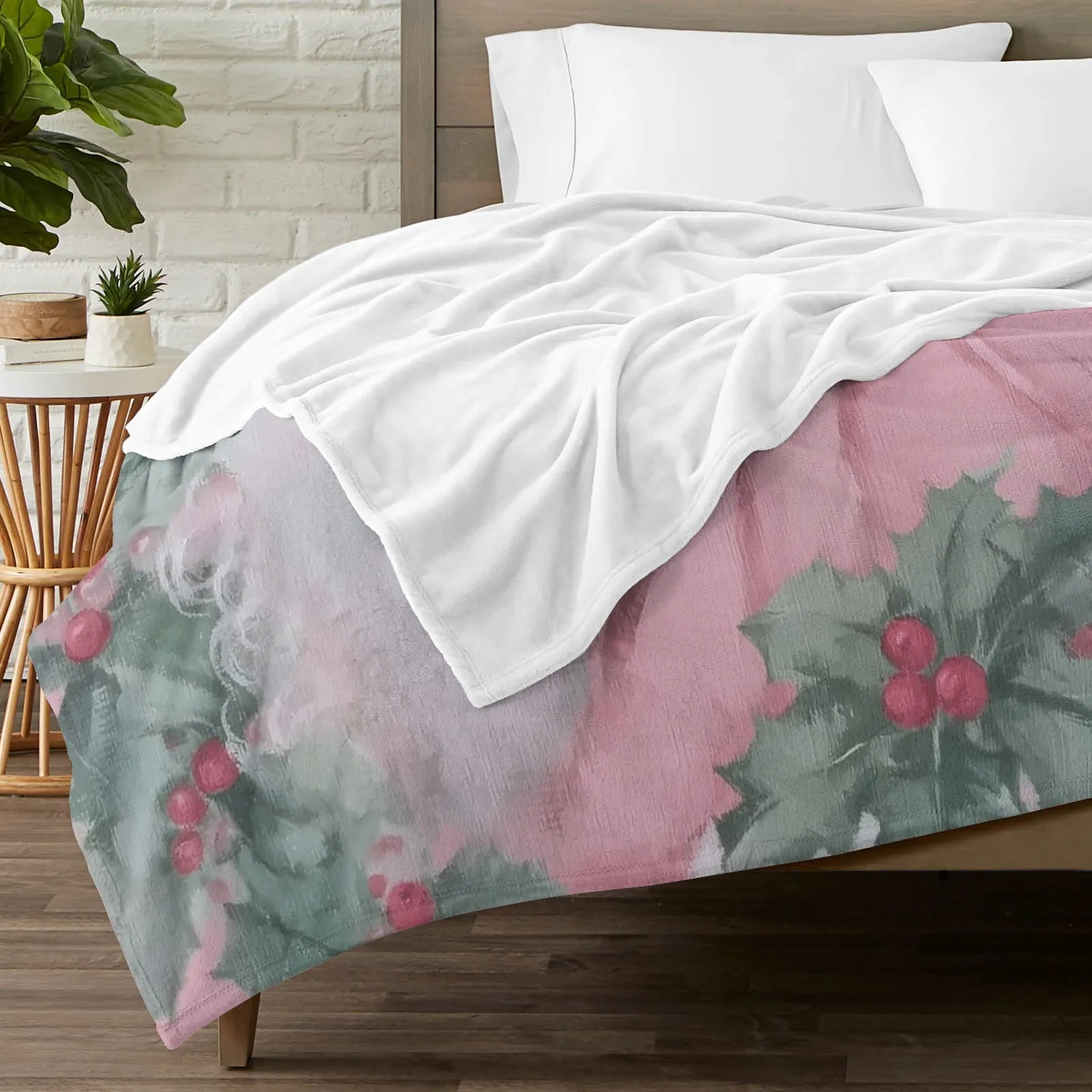 Blankets 1150g Flannel Christmas Pink Santa Sweet Holiday Style Weighted Baby Blankets Home Decor PrintToucan - PrintToucanChrismas Gift150cm x 200cm/60"x80"