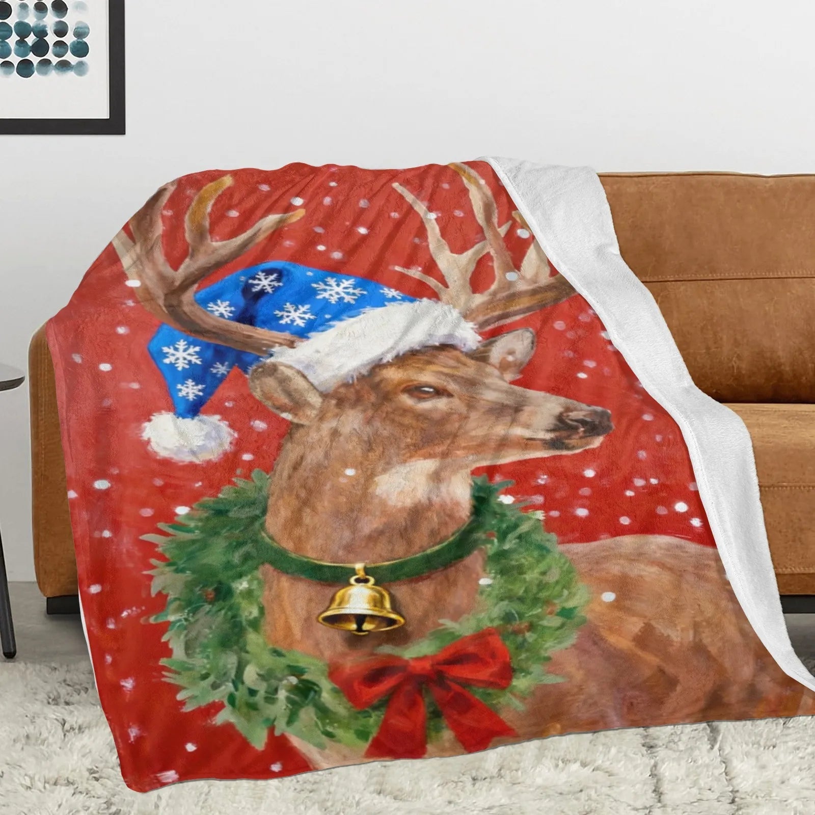 Blankets 1150g Flannel Christmas Reindeer Cozy Throws Weighted Blanket Baby Blanket Holiday Decor PrintToucan - PrintToucanChrismas Gift150cm x 200cm/60"x80"