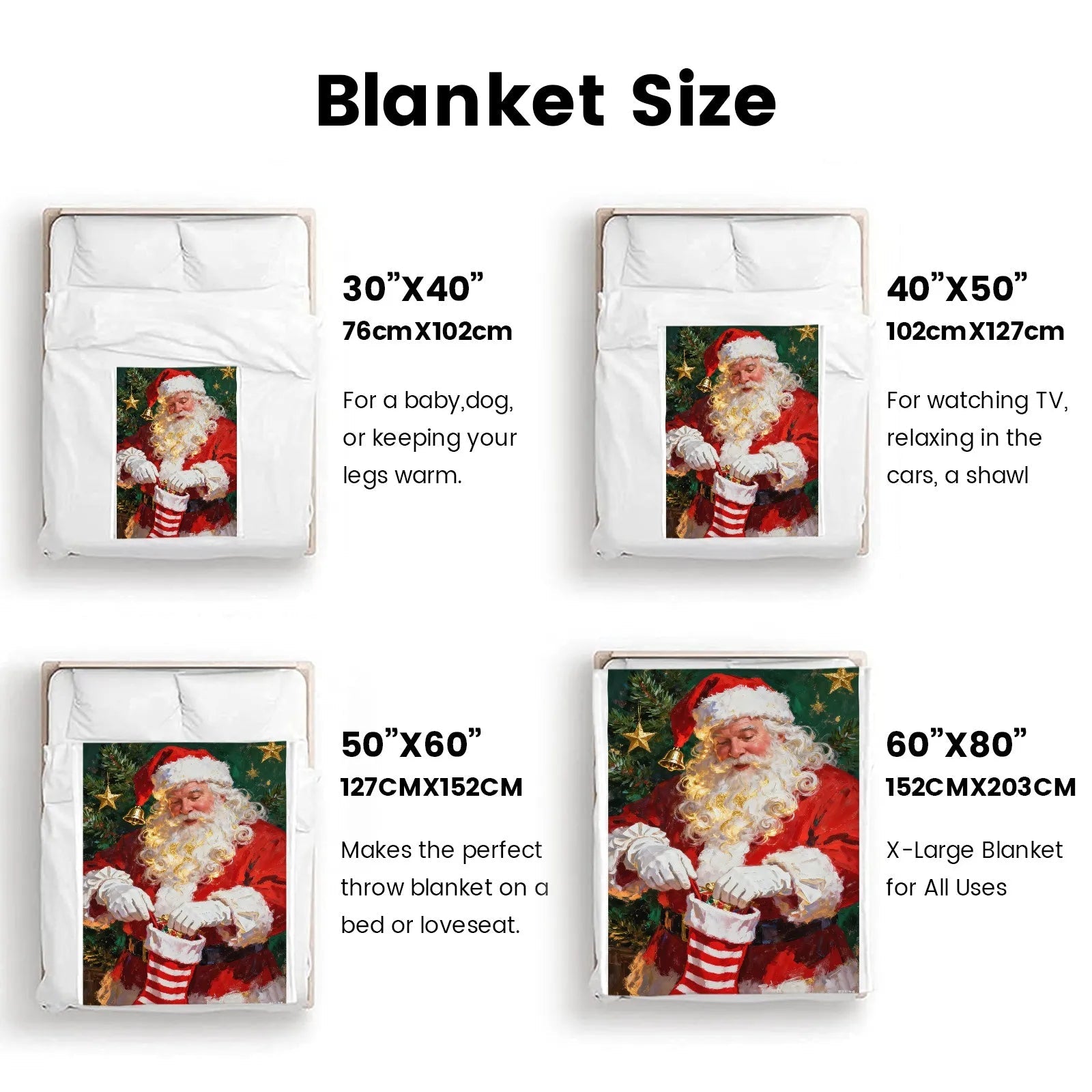 Blankets 1150g Flannel Christmas Santa Gift Scene Weighted Baby Blankets – PrintToucan - PrintToucanChrismas Gift150cm x 200cm/60"x80"
