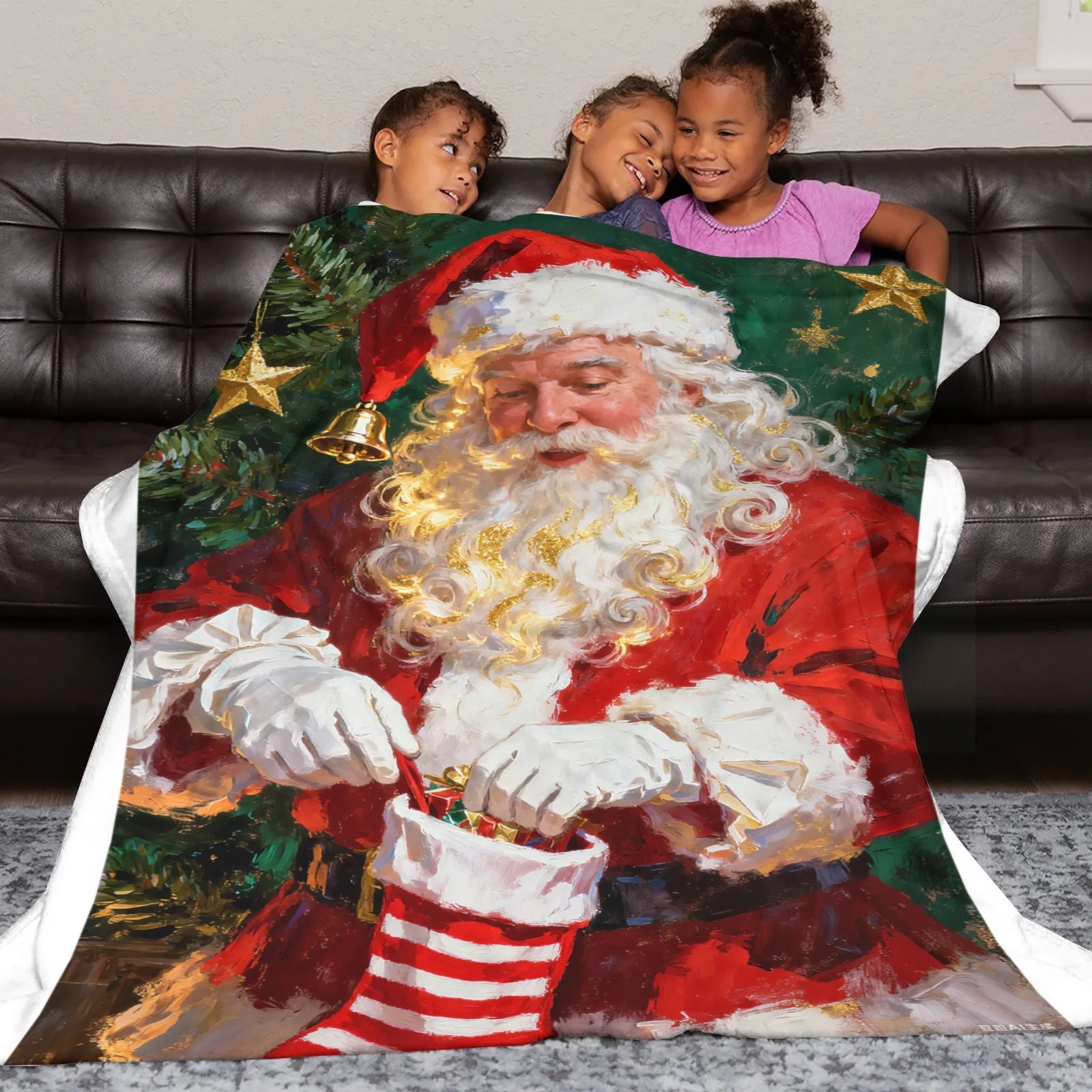 Blankets 1150g Flannel Christmas Santa Gift Scene Weighted Baby Blankets – PrintToucan - PrintToucanChrismas Gift150cm x 200cm/60"x80"
