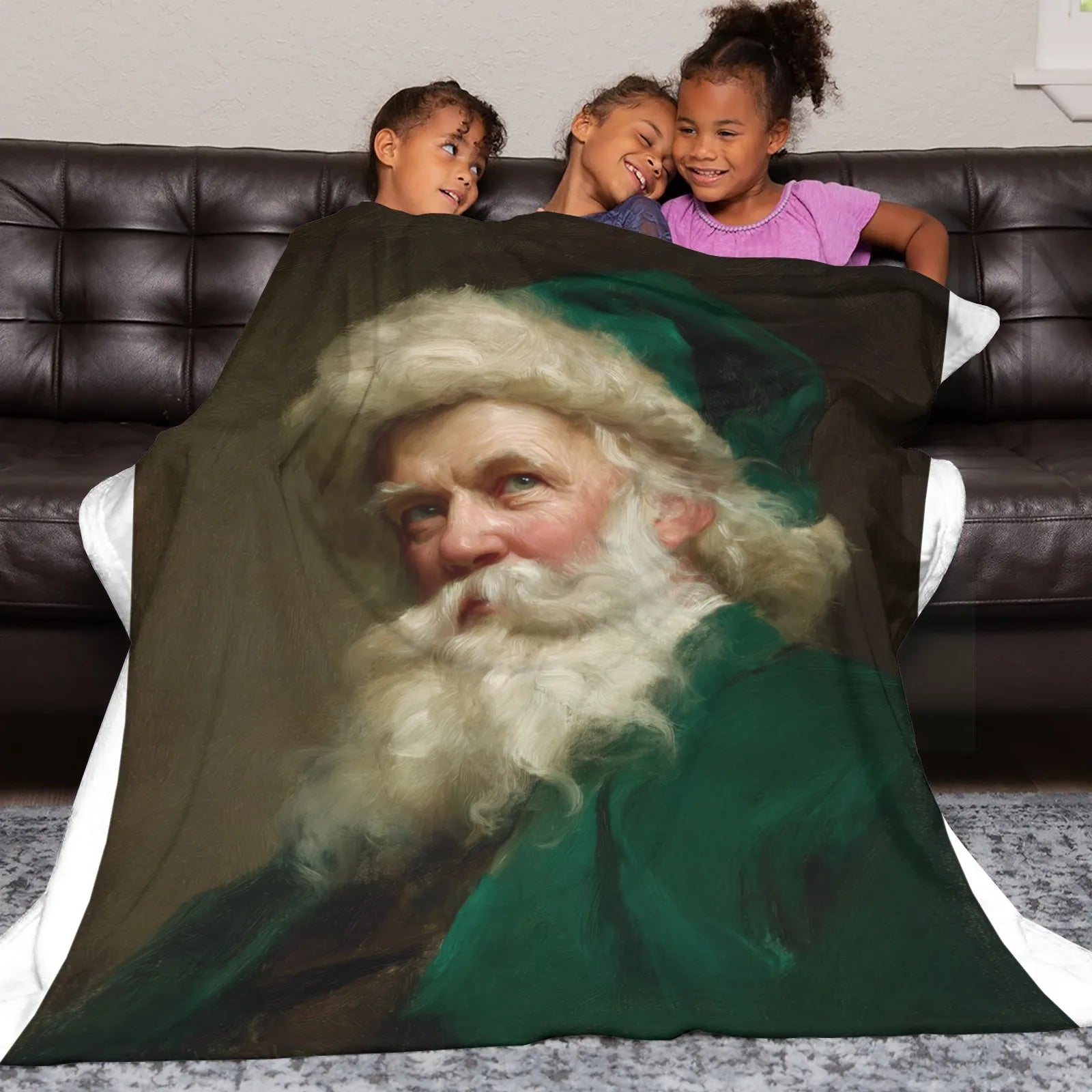 Blankets 1150g Flannel Christmas Santa Oil Painting Realistic Weighted Baby Blankets PrintToucan - PrintToucanChrismas Gift150cm x 200cm/60"x80"