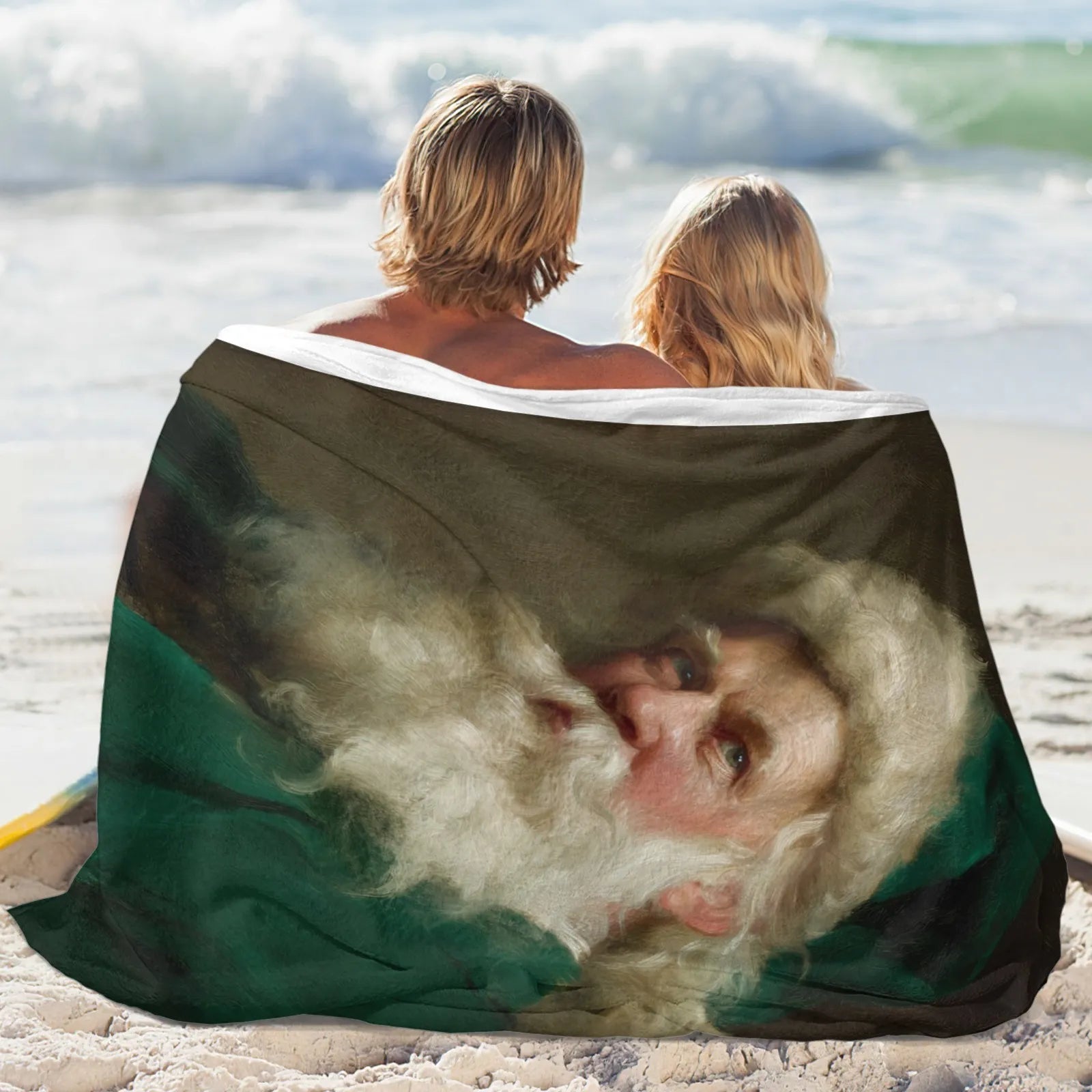 Blankets 1150g Flannel Christmas Santa Oil Painting Realistic Weighted Baby Blankets PrintToucan - PrintToucanChrismas Gift150cm x 200cm/60"x80"