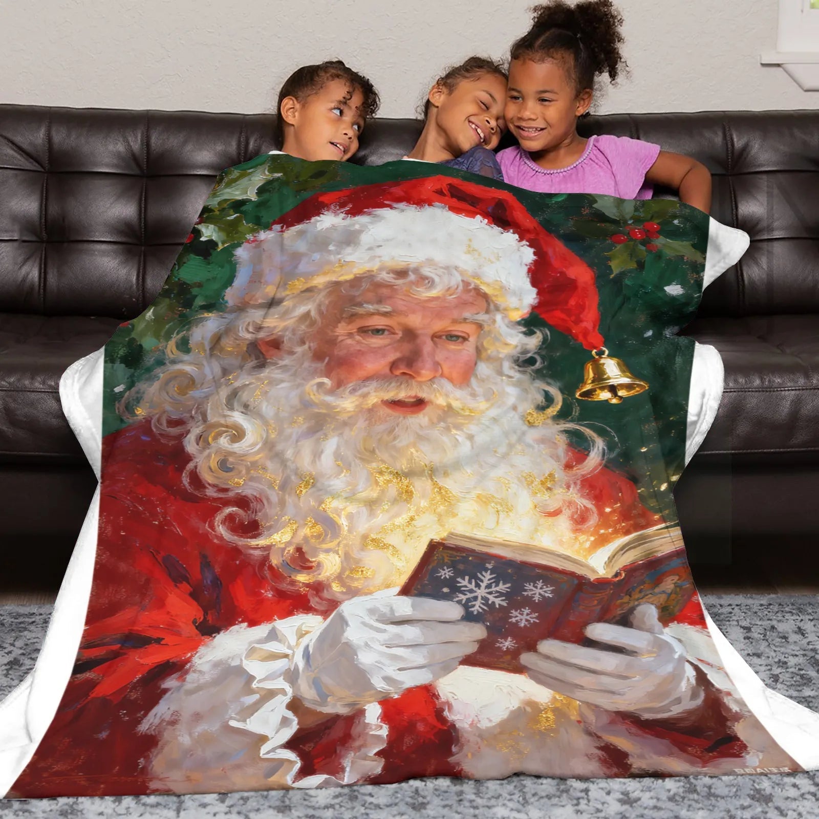 Blankets 1150g Flannel Christmas Santa Reading Scene Weighted Baby Blankets – Cozy Holiday Home Decor | Printtoucan - PrintToucanChrismas Gift150cm x 200cm/60"x80"