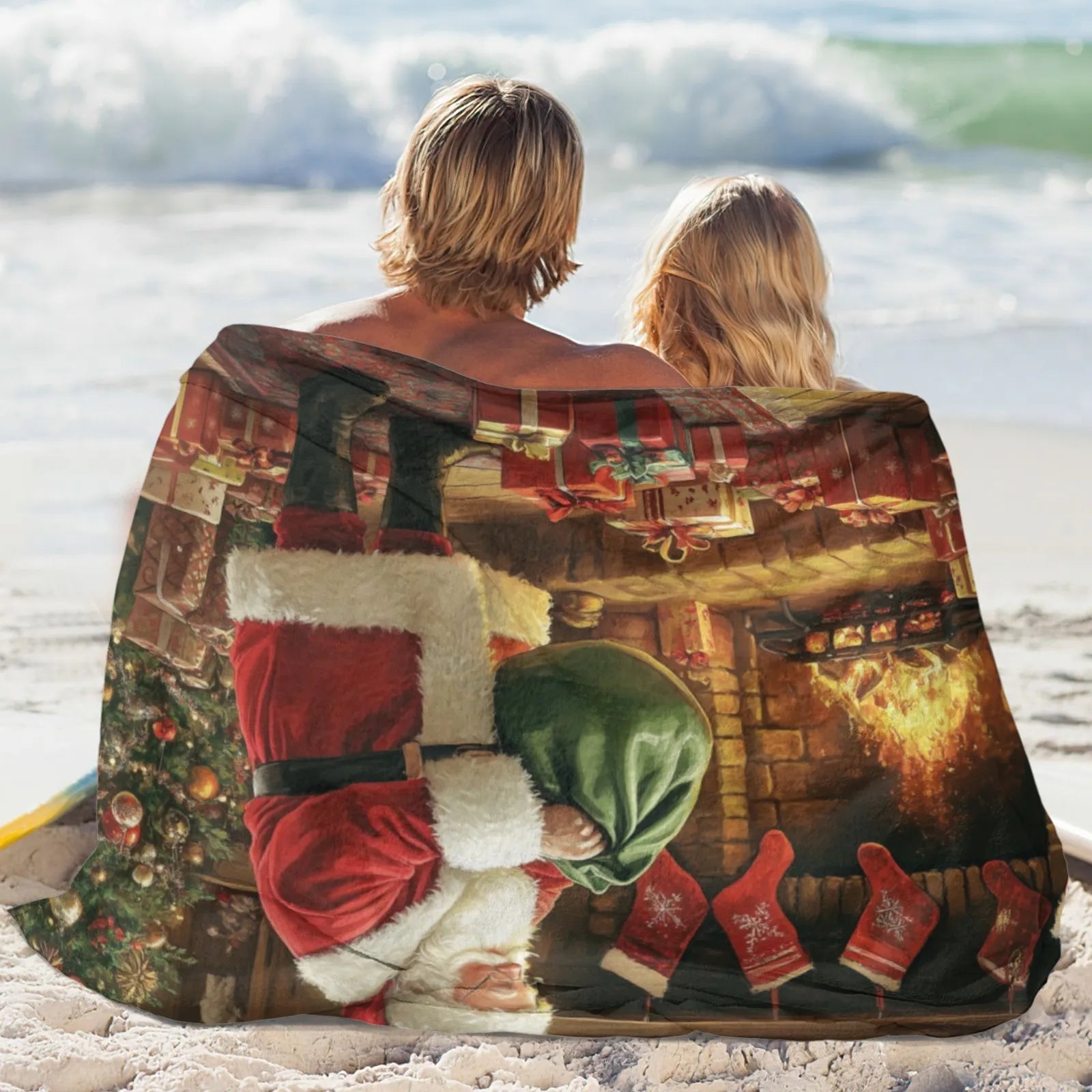 Blankets 1150g Flannel Christmas Santa Reading Scene Weighted Baby Blankets PrintToucan - PrintToucanChrismas Gift150cm x 200cm/60"x80"
