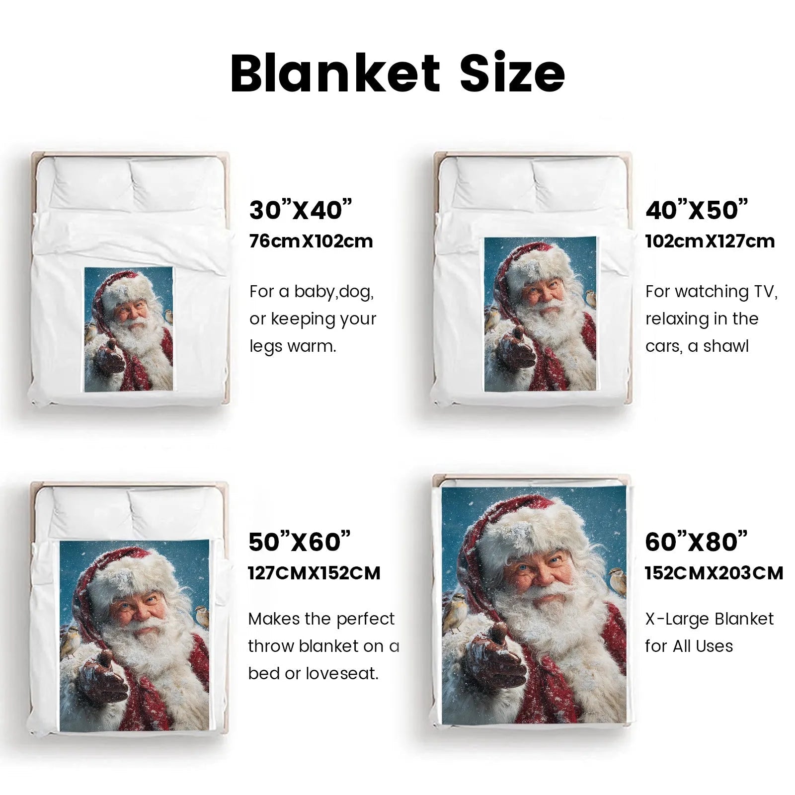 Blankets 1150g Flannel Christmas Santa Snow Scene Weighted Baby Blankets PrintToucan - PrintToucanChrismas Gift150cm x 200cm/60"x80"