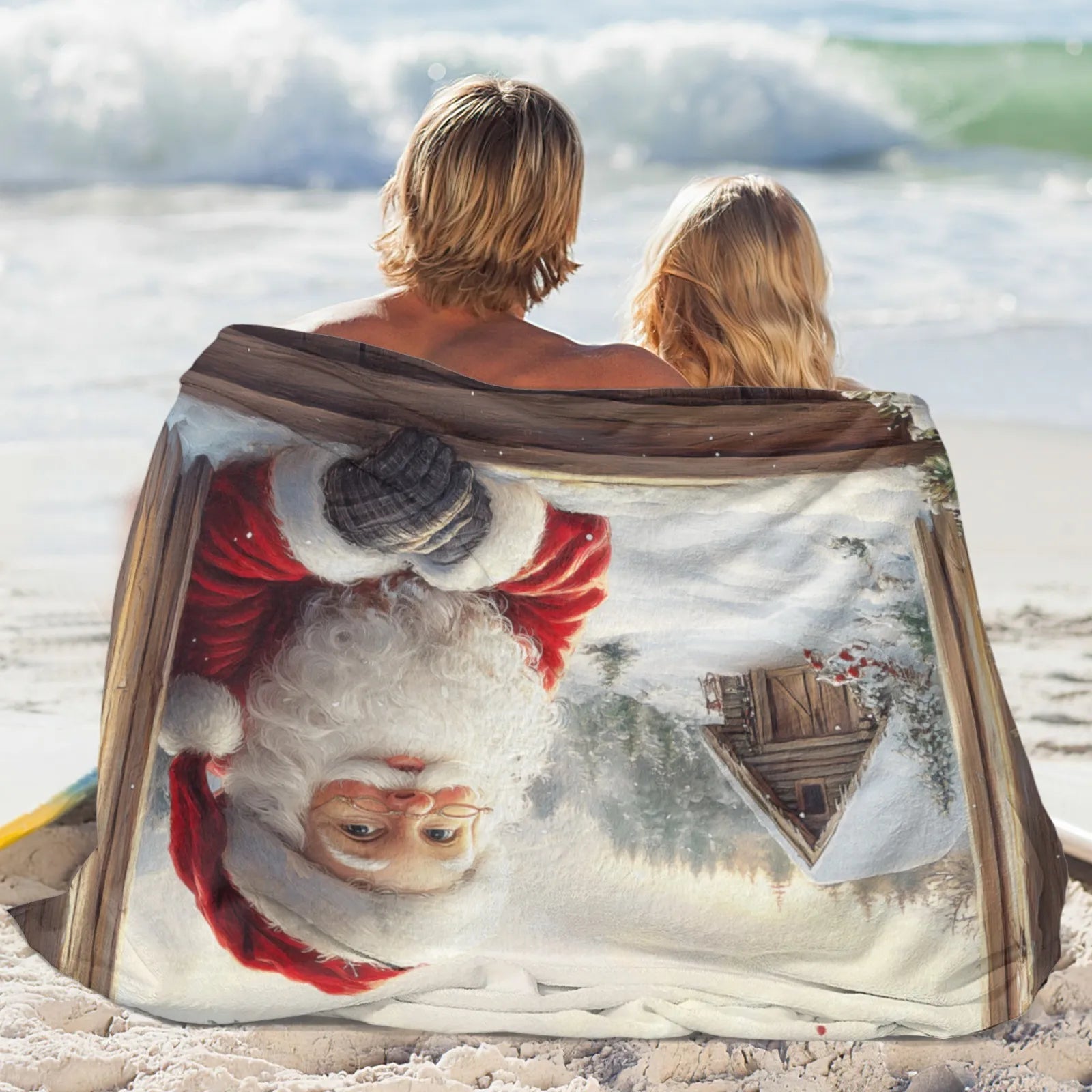 Blankets 1150g Flannel Christmas Santa Window Scene Weighted Baby Blankets Holiday Cozy PrintToucan - PrintToucanChrismas Gift150cm x 200cm/60"x80"