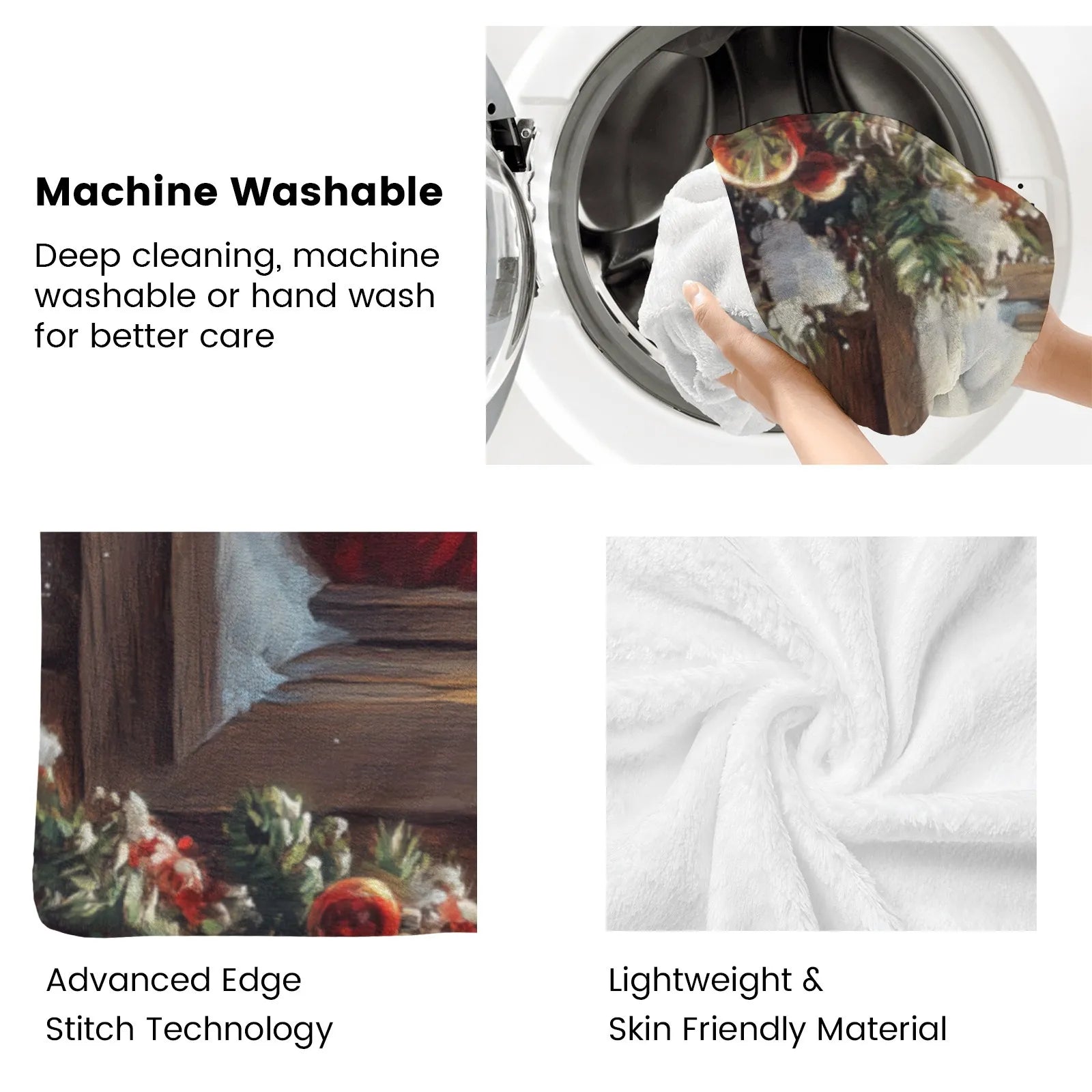 Blankets 1150g Flannel Christmas Santa Window Scene Weighted Baby Blankets Holiday Cozy PrintToucan - PrintToucanChrismas Gift150cm x 200cm/60"x80"