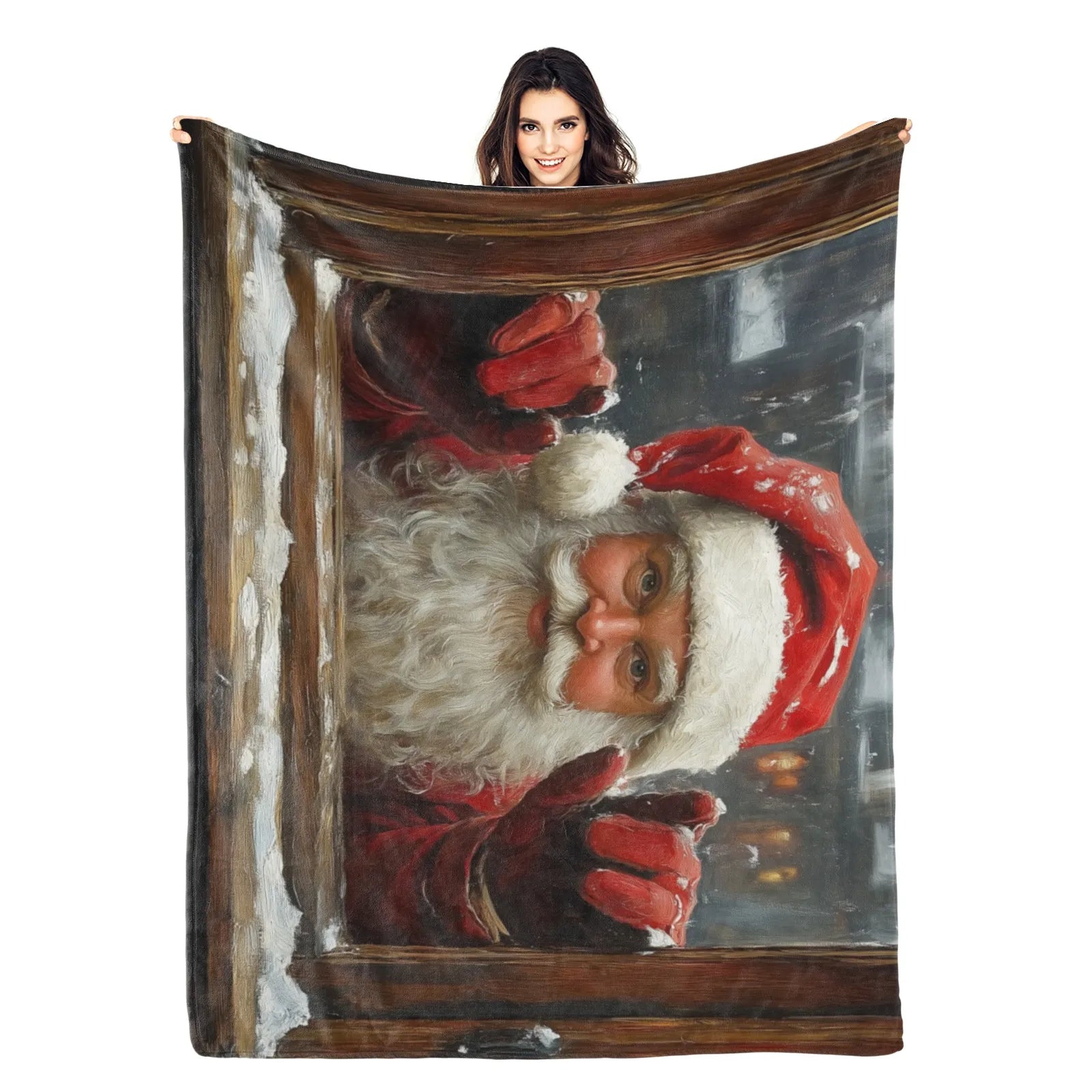 Blankets 1150g Flannel Christmas Santa Window Scene Weighted Baby Blankets PrintToucan Made In USA - PrintToucanChrismas Gift150cm x 200cm/60"x80"
