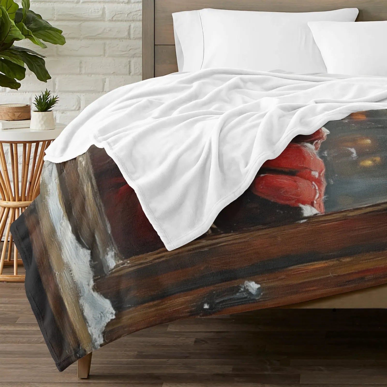 Blankets 1150g Flannel Christmas Santa Window Scene Weighted Baby Blankets PrintToucan Made In USA - PrintToucanChrismas Gift150cm x 200cm/60"x80"