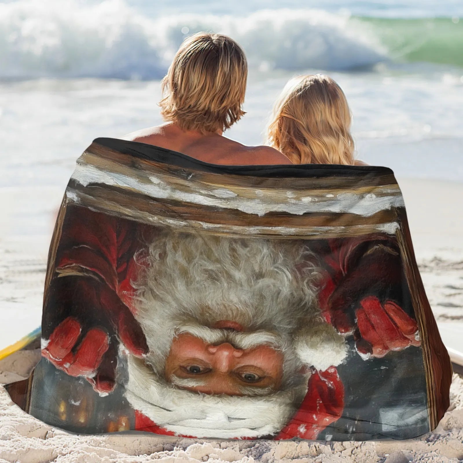 Blankets 1150g Flannel Christmas Santa Window Scene Weighted Baby Blankets PrintToucan Made In USA - PrintToucanChrismas Gift150cm x 200cm/60"x80"