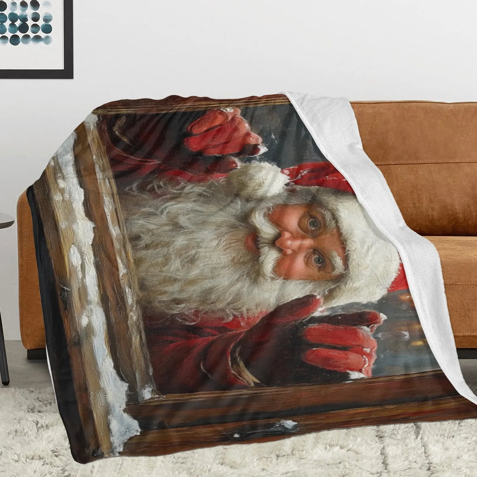 Blankets 1150g Flannel Christmas Santa Window Scene Weighted Baby Blankets PrintToucan Made In USA - PrintToucanChrismas Gift150cm x 200cm/60"x80"