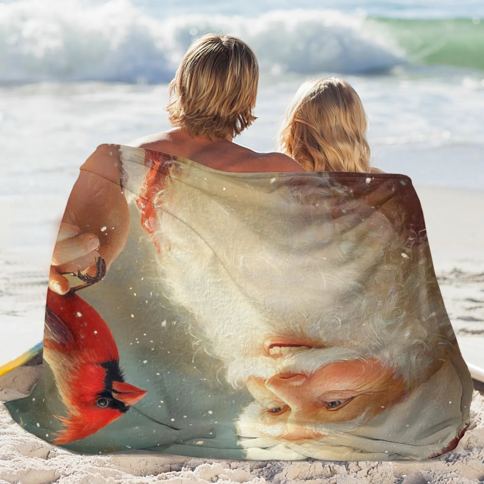 Blankets 1150g Flannel Christmas Santa with Red Bird Weighted Baby Blankets PrintToucan - PrintToucanChrismas Gift150cm x 200cm/60"x80"