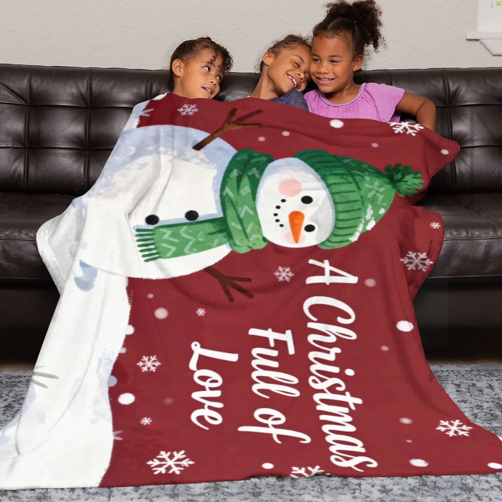 Blankets 1150g Flannel Christmas Snowman Holiday Decor Weighted Blanket Baby Blanket | PrintToucan - PrintToucanChrismas Gift150cm x 200cm/60"x80"
