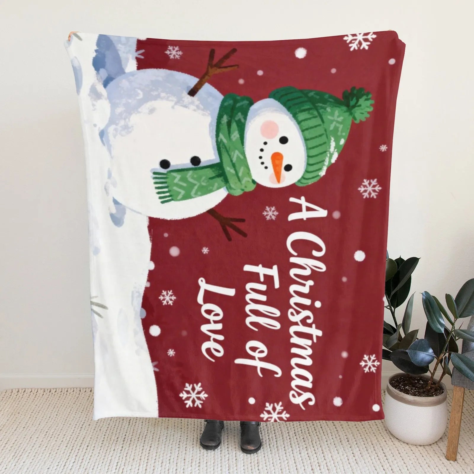 Blankets 1150g Flannel Christmas Snowman Holiday Decor Weighted Blanket Baby Blanket | PrintToucan - PrintToucanChrismas Gift150cm x 200cm/60"x80"