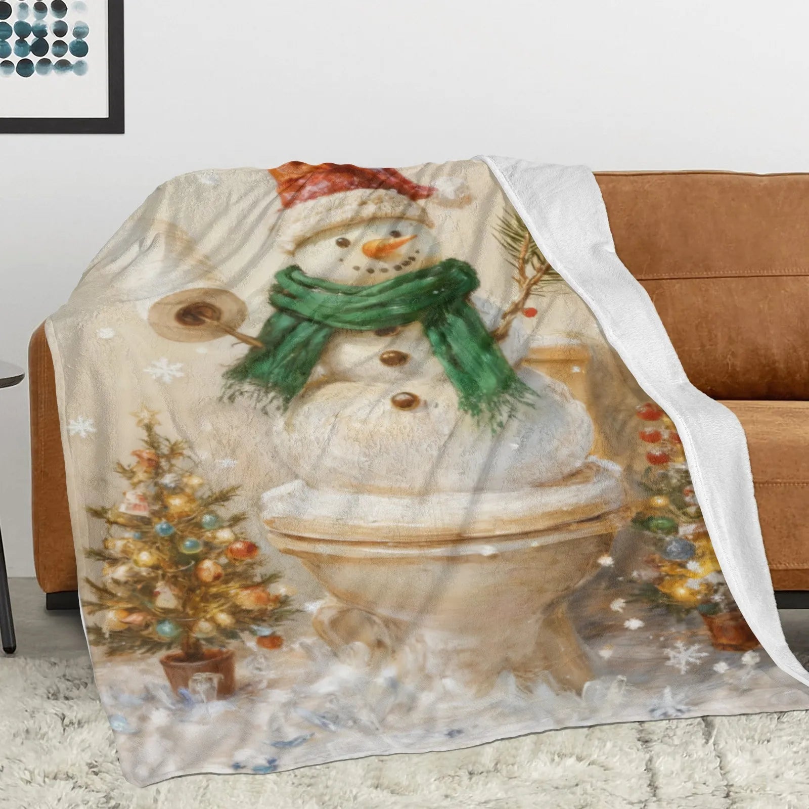 Blankets 1150g Flannel Christmas Snowman Toilet Humor Weighted Baby Blanket – Fun Holiday Gift PrintToucan - PrintToucanChrismas Gift150cm x 200cm/60"x80"