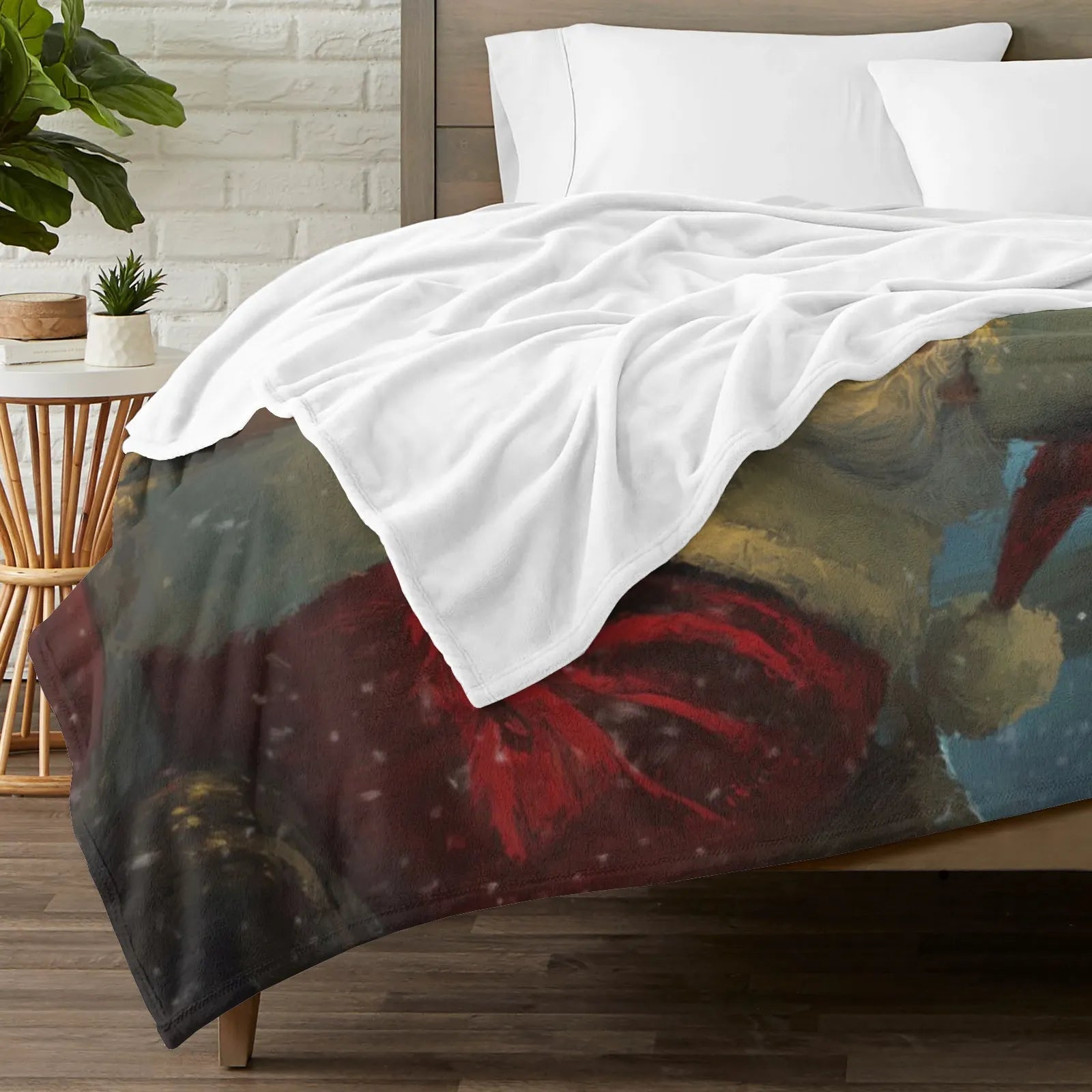 Blankets 1150g Flannel Christmas Theme Santa Reading Red Book Under Lit Tree Weighted Baby Blankets PrintToucan - PrintToucanChrismas Gift150cm x 200cm/60"x80"