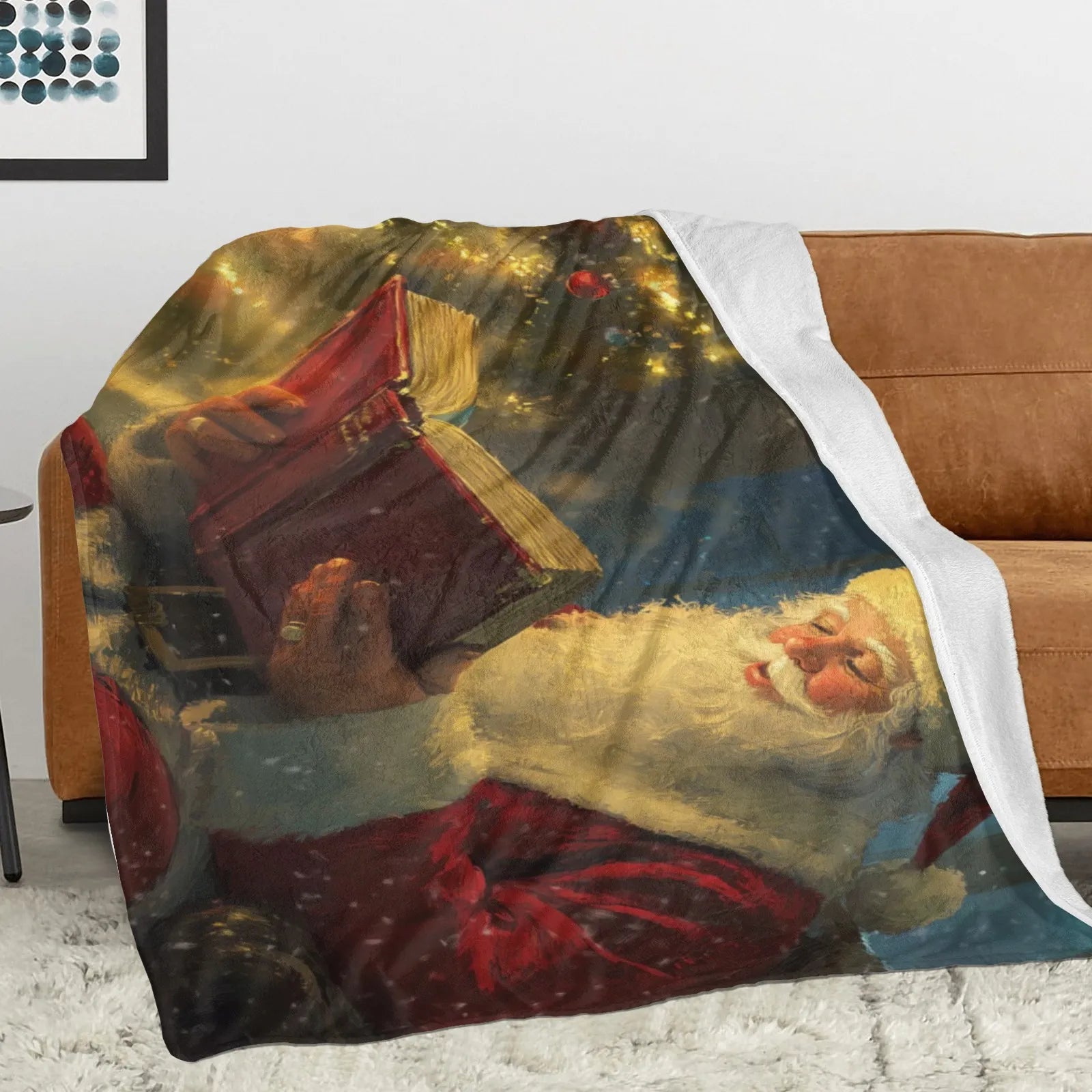 Blankets 1150g Flannel Christmas Theme Santa Reading Red Book Under Lit Tree Weighted Baby Blankets PrintToucan - PrintToucanChrismas Gift150cm x 200cm/60"x80"