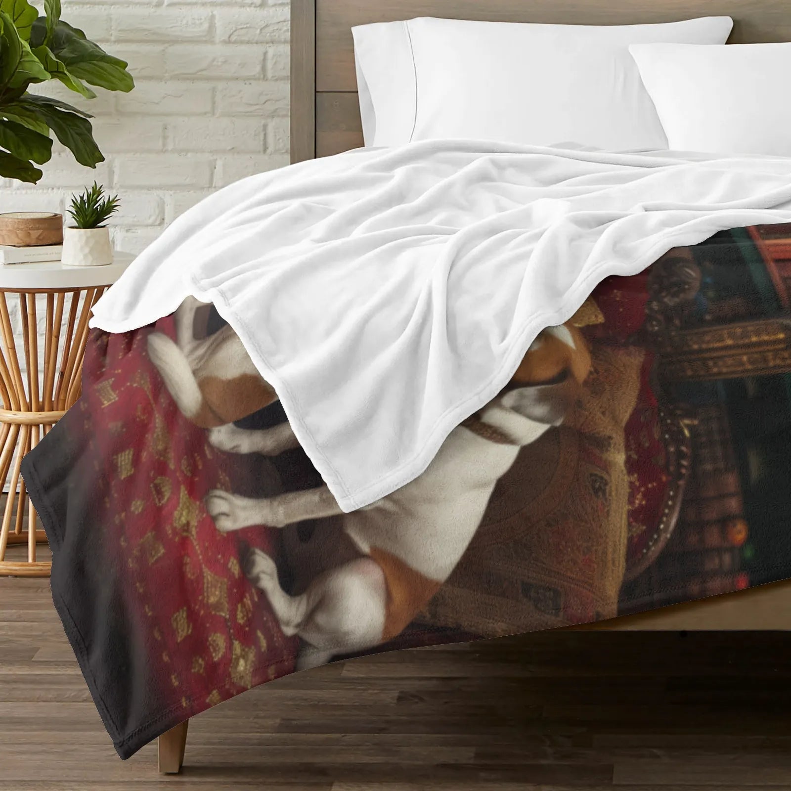 Blankets 1150g Flannel Christmas Theme Santa With Magic Book & Dogs Weighted Baby Blankets PrintToucan - PrintToucanChrismas Gift150cm x 200cm/60"x80"