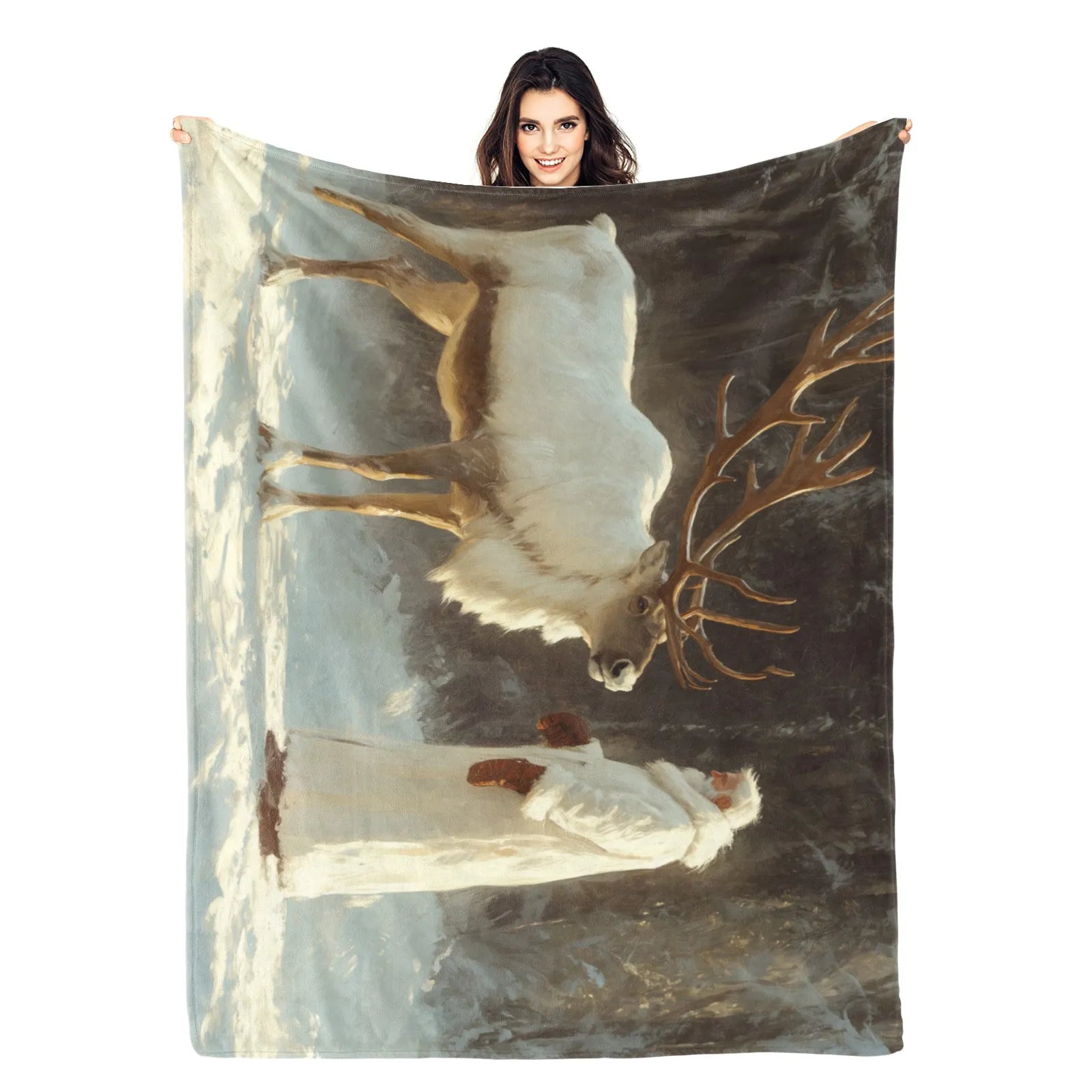 Blankets 1150g Flannel Christmas Theme Winter Reindeer Scene Weighted Baby Blankets PrintToucan - PrintToucanChrismas Gift150cm x 200cm/60"x80"