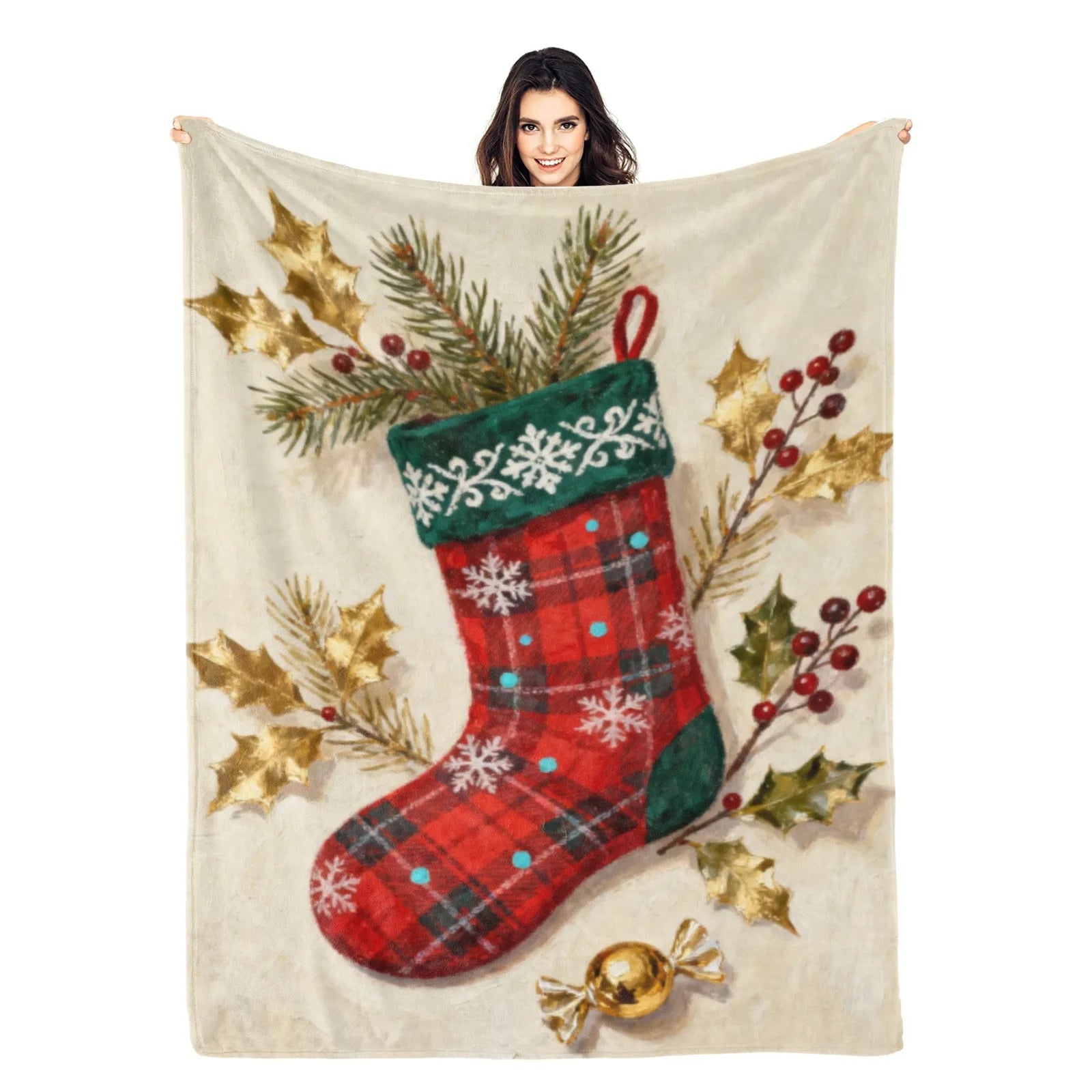 Blankets 1150g Flannel Christmas Themed Cozy Holiday Home Decor Weighted Blanket Baby Blanket | PrintToucan - PrintToucanChrismas Gift150cm x 200cm/60"x80"