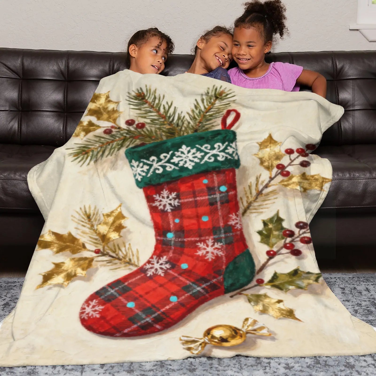 Blankets 1150g Flannel Christmas Themed Cozy Holiday Home Decor Weighted Blanket Baby Blanket | PrintToucan - PrintToucanChrismas Gift150cm x 200cm/60"x80"