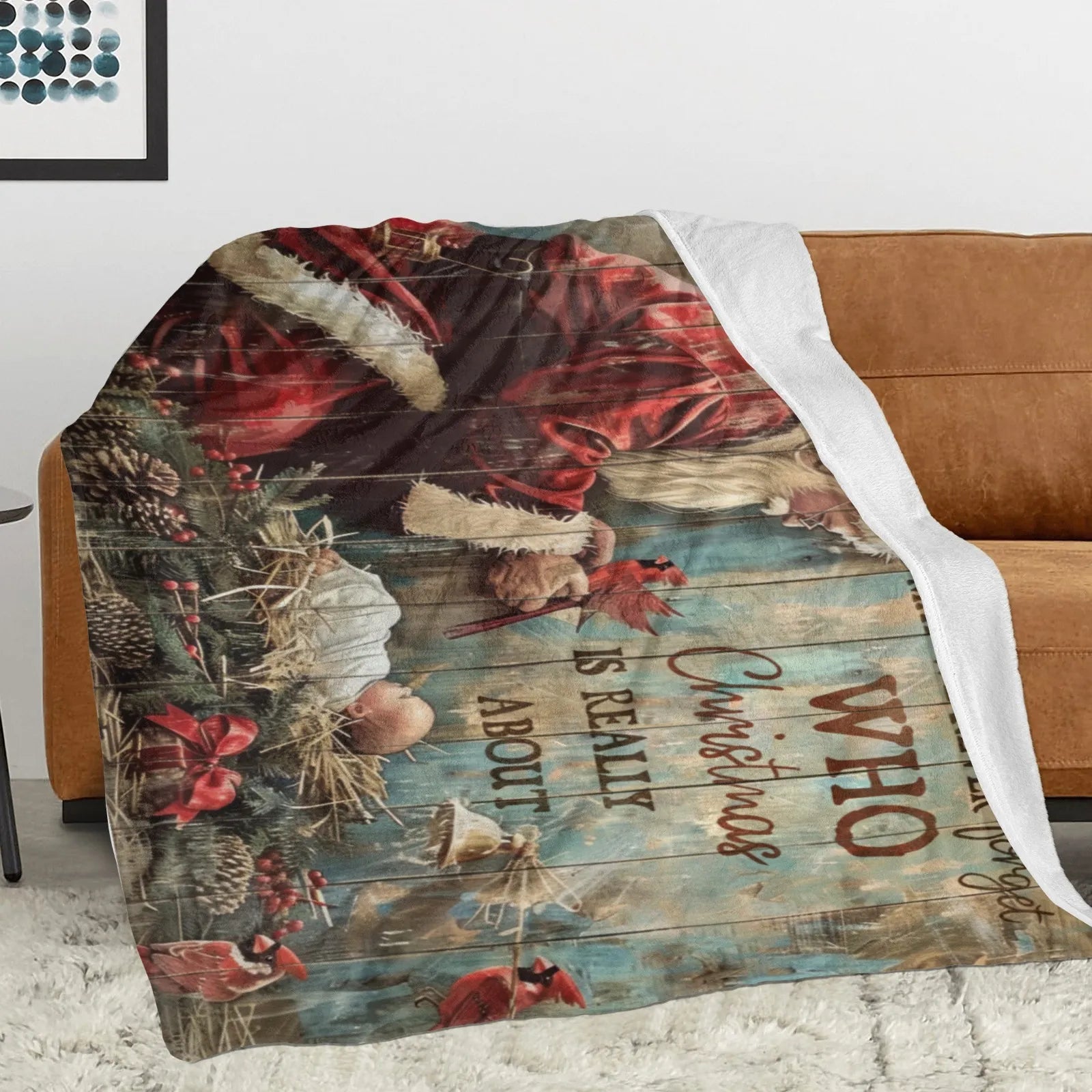 Blankets 1150g Flannel Christmas Vintage Santa Nativity Scene Weighted Baby Blanket Holiday Home Decor PrintToucan - PrintToucanChrismas Gift150cm x 200cm/60"x80"