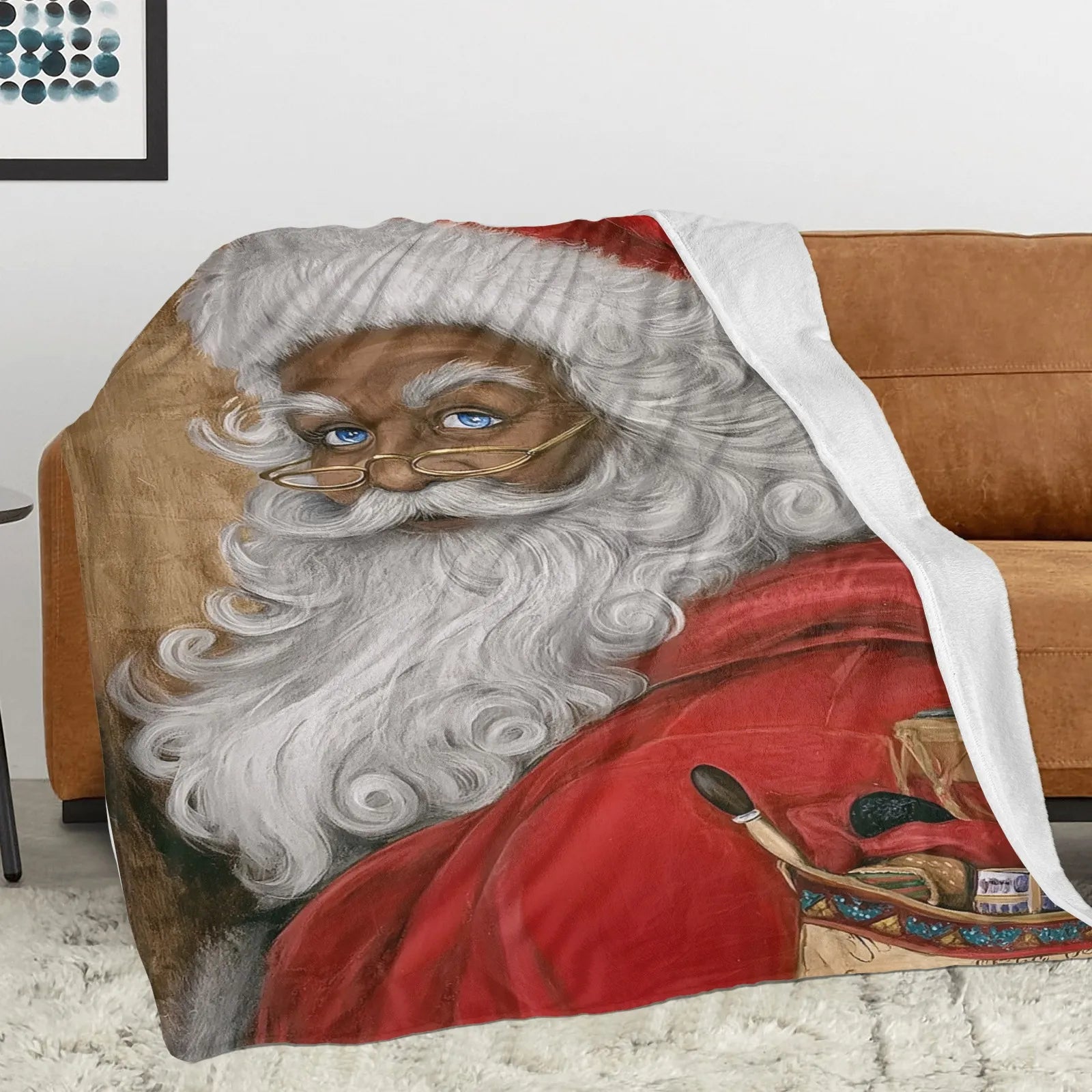 Blankets 1150g Flannel Christmas Vintage Santa Oil Painting Style Weighted Baby Blankets Home Decor by PrintToucan - PrintToucanChrismas Gift150cm x 200cm/60"x80"