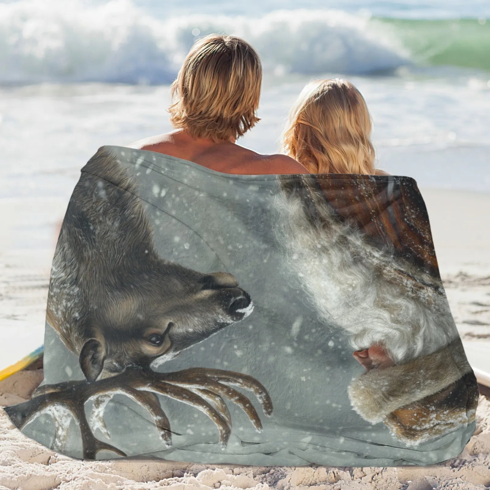 Blankets 1150g Flannel Christmas Winter Scene With Snowy Reindeer Weighted Baby Blankets PrintToucan - PrintToucanChrismas Gift150cm x 200cm/60"x80"