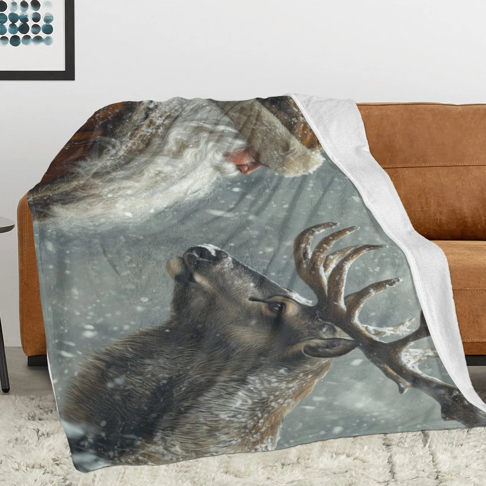 Blankets 1150g Flannel Christmas Winter Scene With Snowy Reindeer Weighted Baby Blankets PrintToucan - PrintToucanChrismas Gift150cm x 200cm/60"x80"