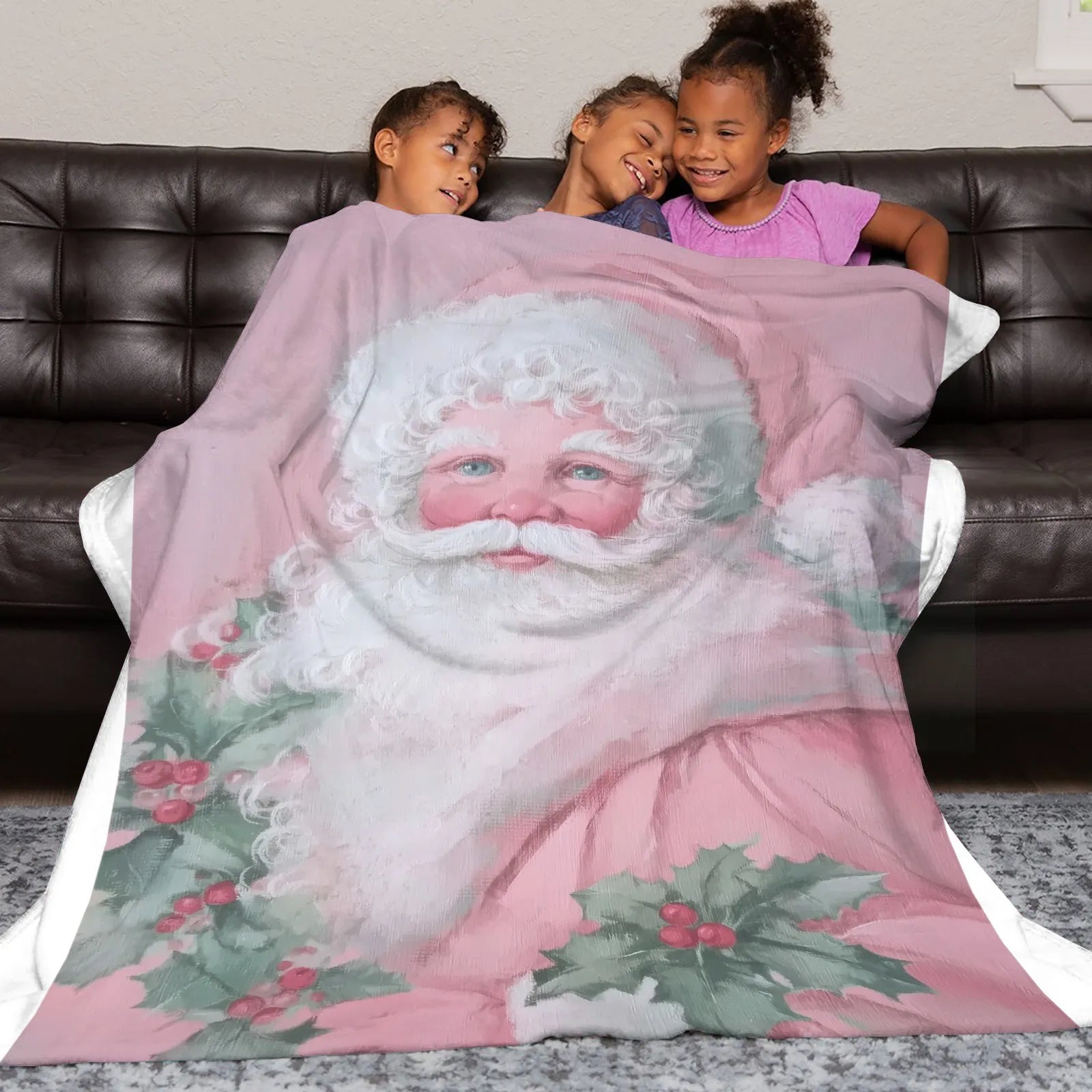 Blankets 1150g Flannel Pink Christmas Santa Design Weighted Baby Blankets | PrintToucan - PrintToucanChrismas Gift150cm x 200cm/60"x80"